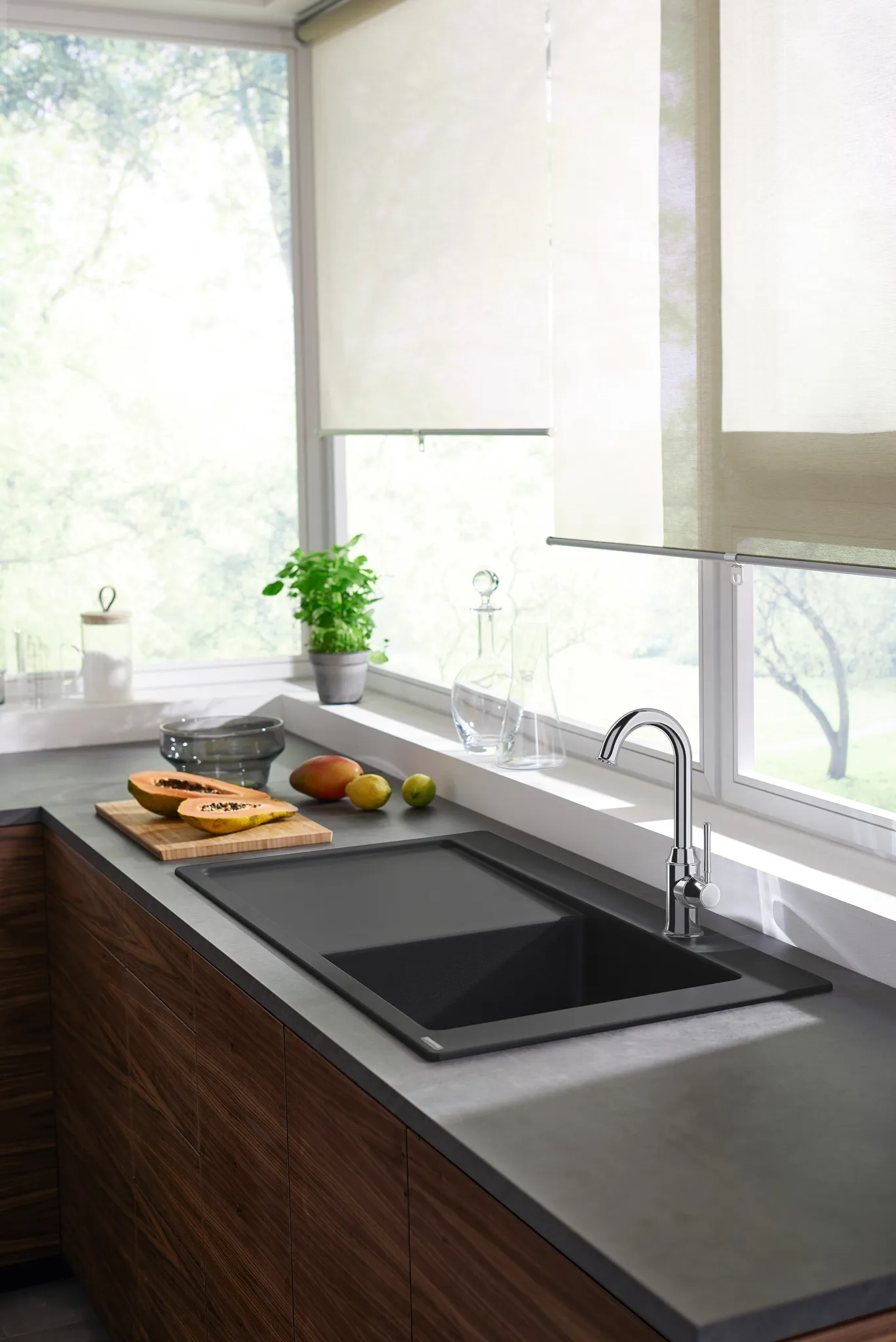 Hansgrohe Einbauspüle S51, Serie S514-F450, Steingrau, 1030 x 490 mm, 1 Hauptbecken mit Abtropffläche, Beckentiefe 190 mm Hansgrohe Einbauspüle S51, Serie S514-F450, Steingrau, 1030 x 490 mm, 1 Hauptbecken mit Abtropffläche, Beckentiefe 190 mm