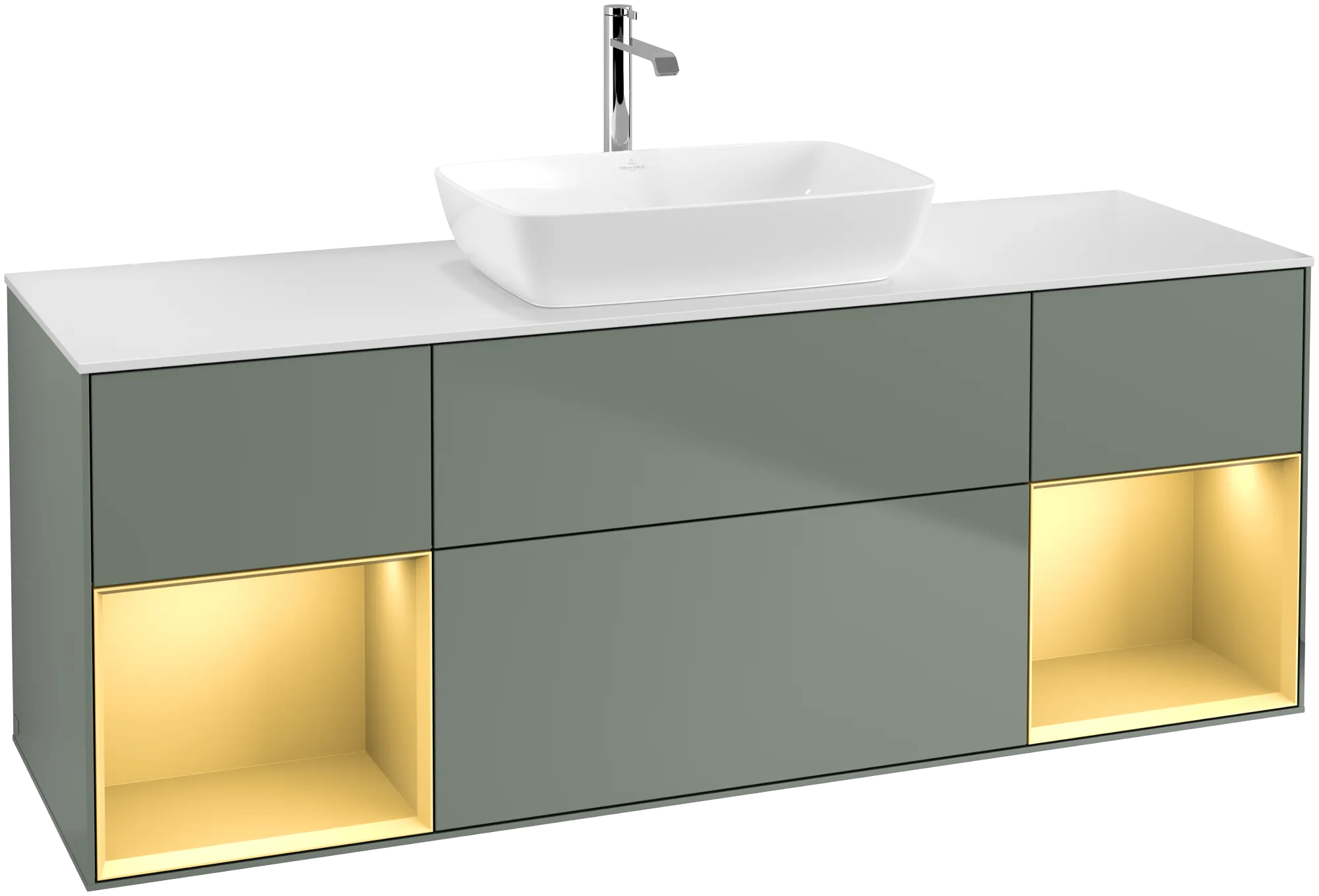 Villeroy & Boch Waschtischunterschrank „Finion“ für Schrankwaschtisch 1600 × 603 × 501 mm Olive Matt Lacquer, für Becken mittig, mit Hahnlochbohrung Villeroy & Boch Waschtischunterschrank „Finion“ für Schrankwaschtisch 1600 × 603 × 501 mm Olive Matt Lacquer, für Becken mittig, mit Hahnlochbohrung