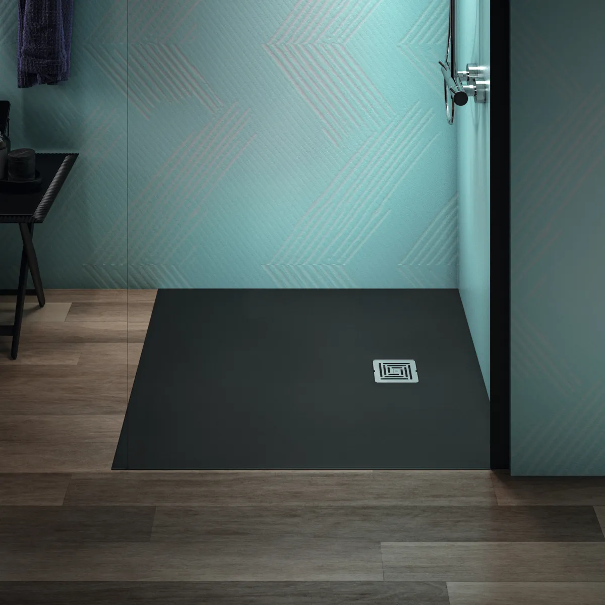 Ideal Standard Quadrat-Brausewanne Ultra Flat S + 1000x1000 mm Schiefer 30 mm Höhe Ablauf 25 cm Mitte/Seite Ideal Standard Quadrat-Brausewanne Ultra Flat S + 1000x1000 mm Schiefer 30 mm Höhe Ablauf 25 cm Mitte/Seite