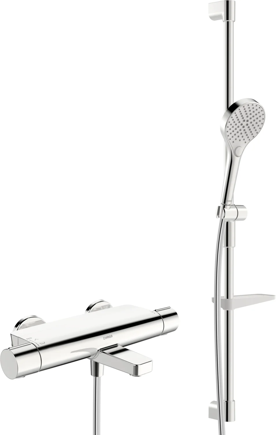 Hansa HansaOPTIMA Wannen- und Brausearmatur mit Brausestangengarnitur Chrom Hansa HansaOPTIMA Wannen- und Brausearmatur mit Brausestangengarnitur Chrom