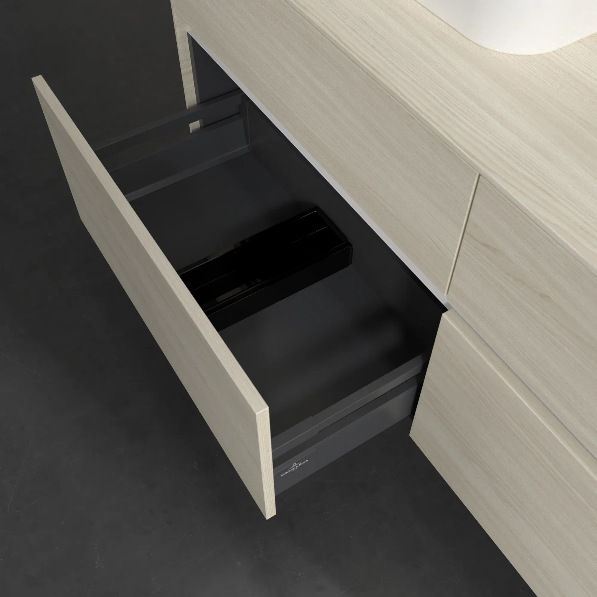 Villeroy & Boch Waschtischunterschrank „Collaro“ 1400 × 548 × 500 mm White Oak, mit Beleuchtung, für Becken links Villeroy & Boch Waschtischunterschrank „Collaro“ 1400 × 548 × 500 mm White Oak, mit Beleuchtung, für Becken links