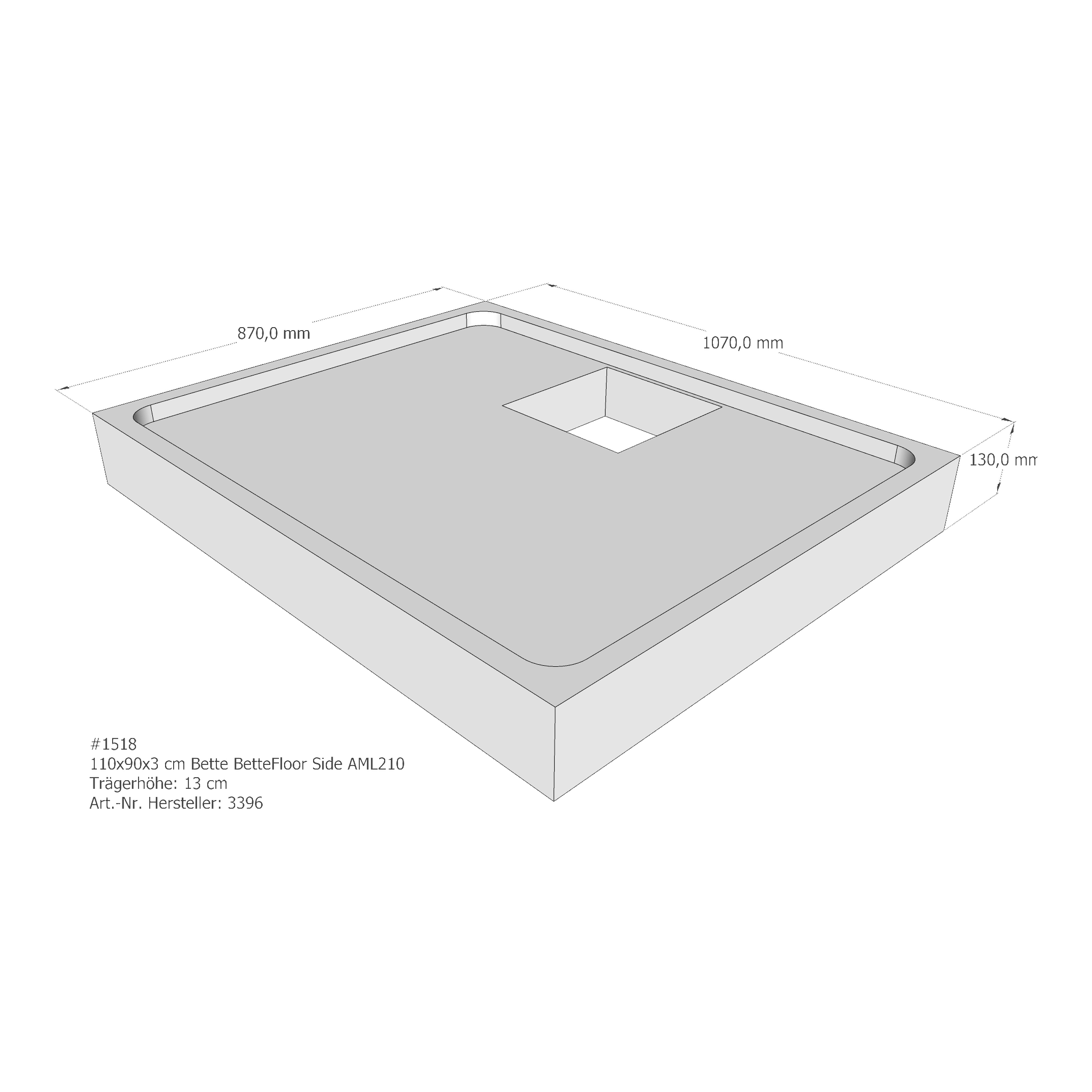 Duschwannenträger für Bette Floor Side 110 × 90 × 3 cm Breite: 90 cm / Länge: 110 cm Duschwannenträger für Bette Floor Side 110 × 90 × 3 cm Breite: 90 cm / Länge: 110 cm