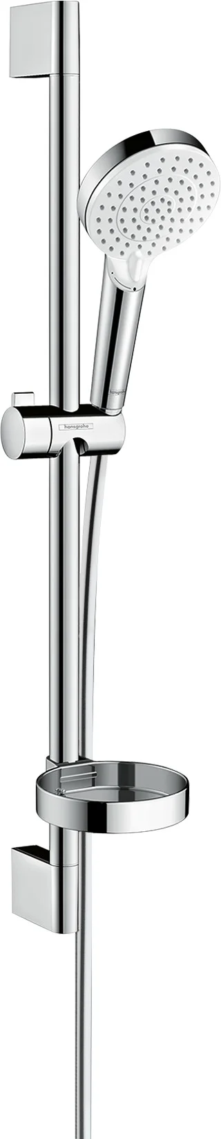 Hansgrohe Crometta Brausenset Vario/Unica 100 mm, weiß/chrom, 65 cm Brausestange mit Seifenschale