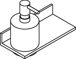 Ablage mit Seifen- oder Desinfektionsspender, Metall, pulverbeschichtet, Seifenspender aus Kristallglas, satiniert, Pumpenkopf pulverbeschichtet, Füllmenge ca. 250 ml, Breite 200 mm, Höhe 158 mm, Tiefe 98 mm, in Farbe DC (Schwarz tiefmatt)