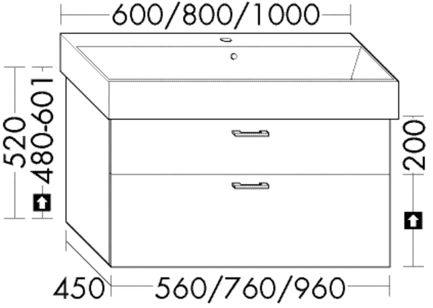 Waschtischunterschrank Sys30 von burgbad - Catalano Premium 80VPN, 760 mm breit, 520 mm hoch, 450 mm tief, 1 Schublade oben, 1 Auszug unten Waschtischunterschrank Sys30 von burgbad - Catalano Premium 80VPN, 760 mm breit, 520 mm hoch, 450 mm tief, 1 Schublade oben, 1 Auszug unten