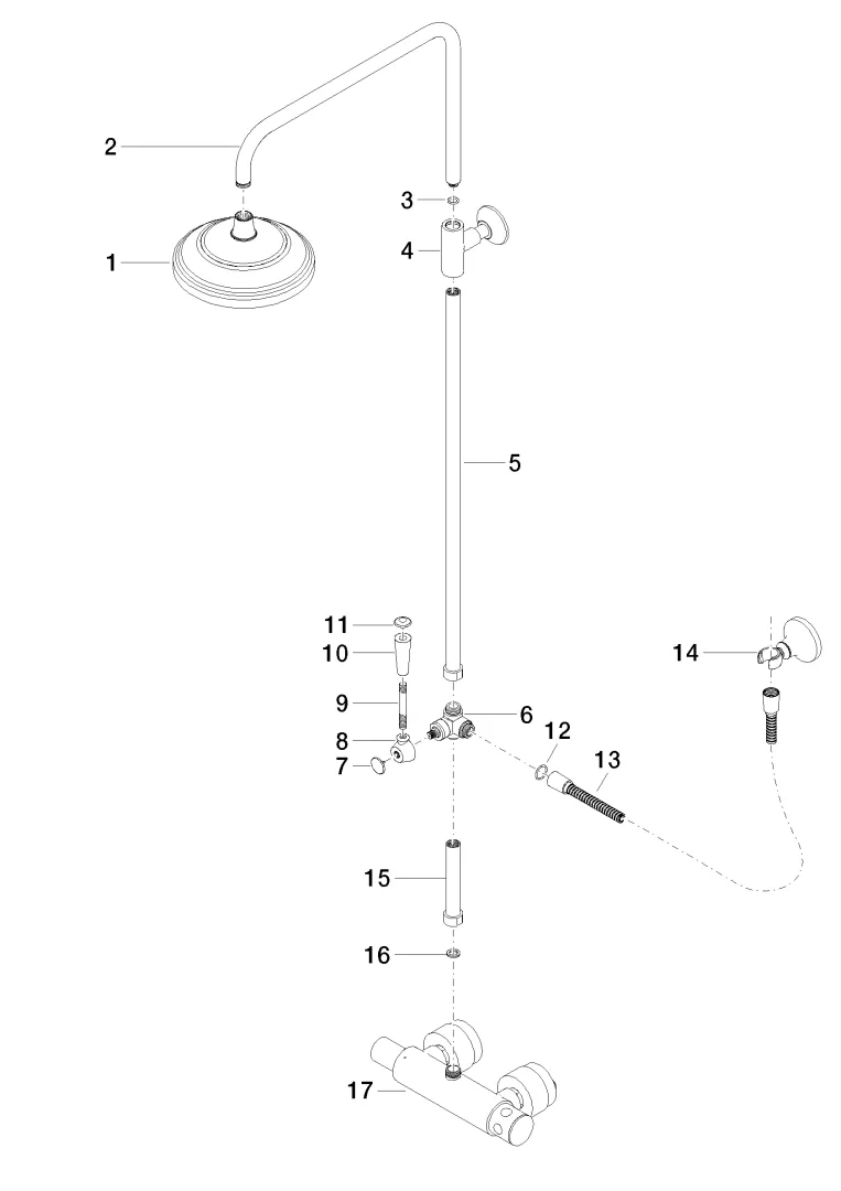 Dornbracht Madison Shower Pipe mit Brause-Thermostat ohne Handbrause - Chrom Dornbracht Madison Shower Pipe mit Brause-Thermostat ohne Handbrause - Chrom
