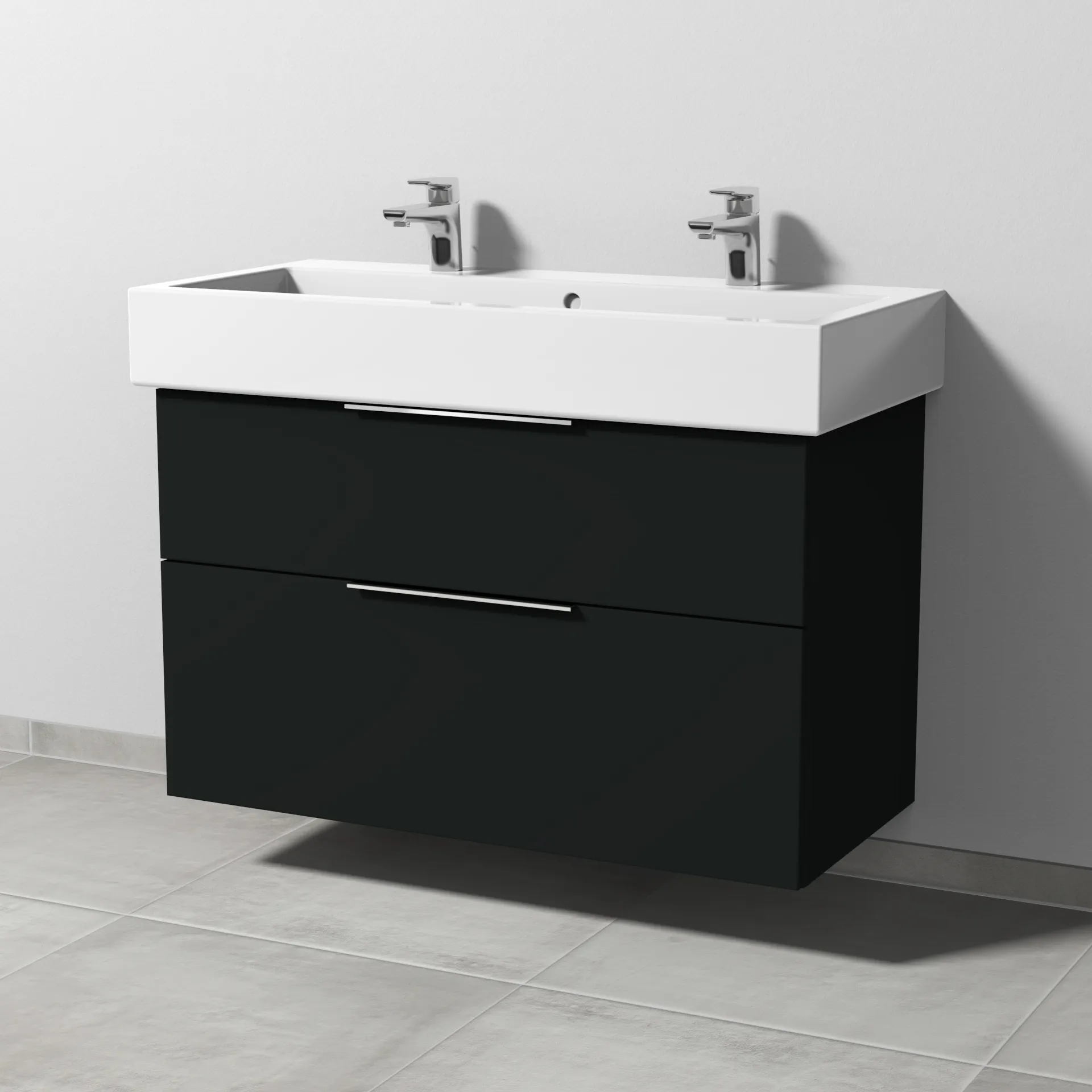 Sanipa Waschtischunterschrank „3way“ passend zu Keramik-Waschtische Vero von Duravit 950 × 593 × 447 mm in Vulkan (matt)