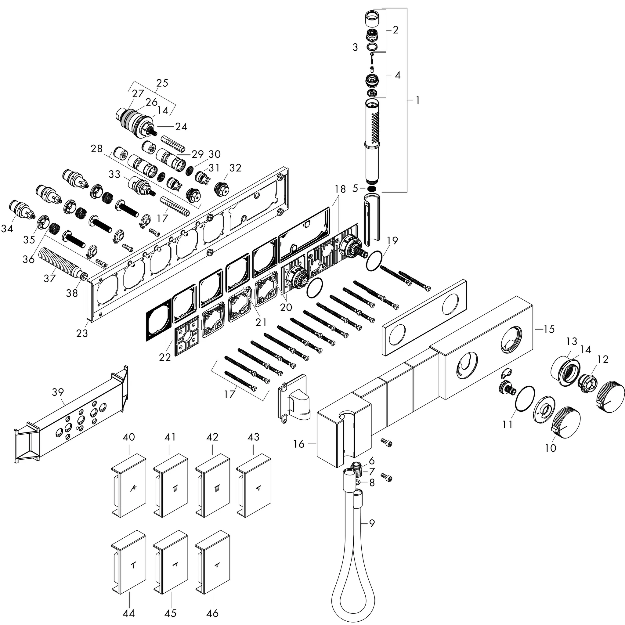Hansgrohe AXOR Edge Thermostatmodul Select 540⁄100 Unterputz für 3 Verbraucher - Diamantschliff, Chrom Hansgrohe AXOR Edge Thermostatmodul Select 540⁄100 Unterputz für 3 Verbraucher - Diamantschliff, Chrom