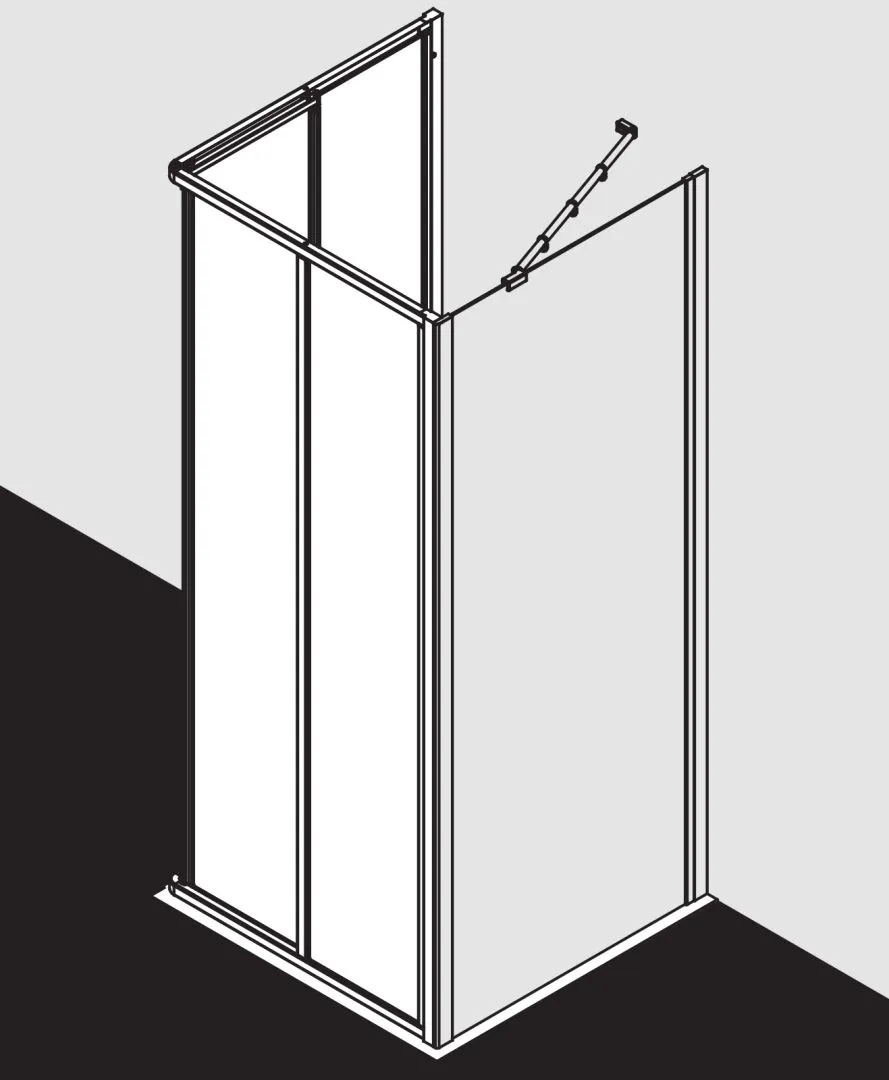 Kermi Duschtür mit Schiebetüren Eckeinstieg 2-teilig (Gleittüren)-Halbteil für Nische und Ecke „IBIZA 2000“ 185 cm Glas Klar, Profile Weiß (RAL 9016), Anschlag links und rechts, Schiebetür zweiteilig