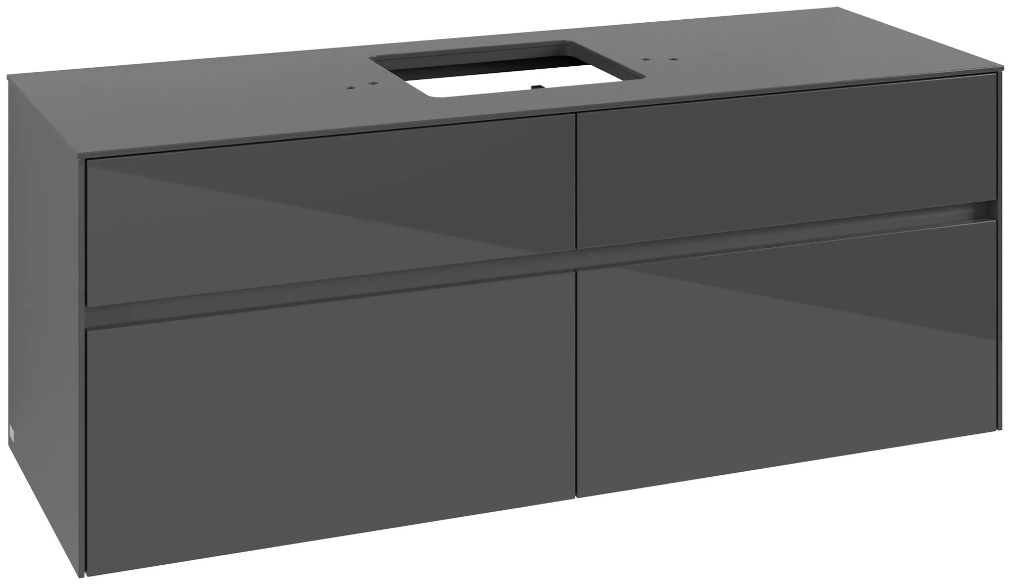 Villeroy & Boch Waschbeckenunterschrank Collaro C13100, Eckig Glossy Grey, 1400x548x500 mm, 4 Auszüge mit SoftClosing, mittige Wanneneinbauposition Villeroy & Boch Waschbeckenunterschrank Collaro C13100, Eckig Glossy Grey, 1400x548x500 mm, 4 Auszüge mit SoftClosing, mittige Wanneneinbauposition