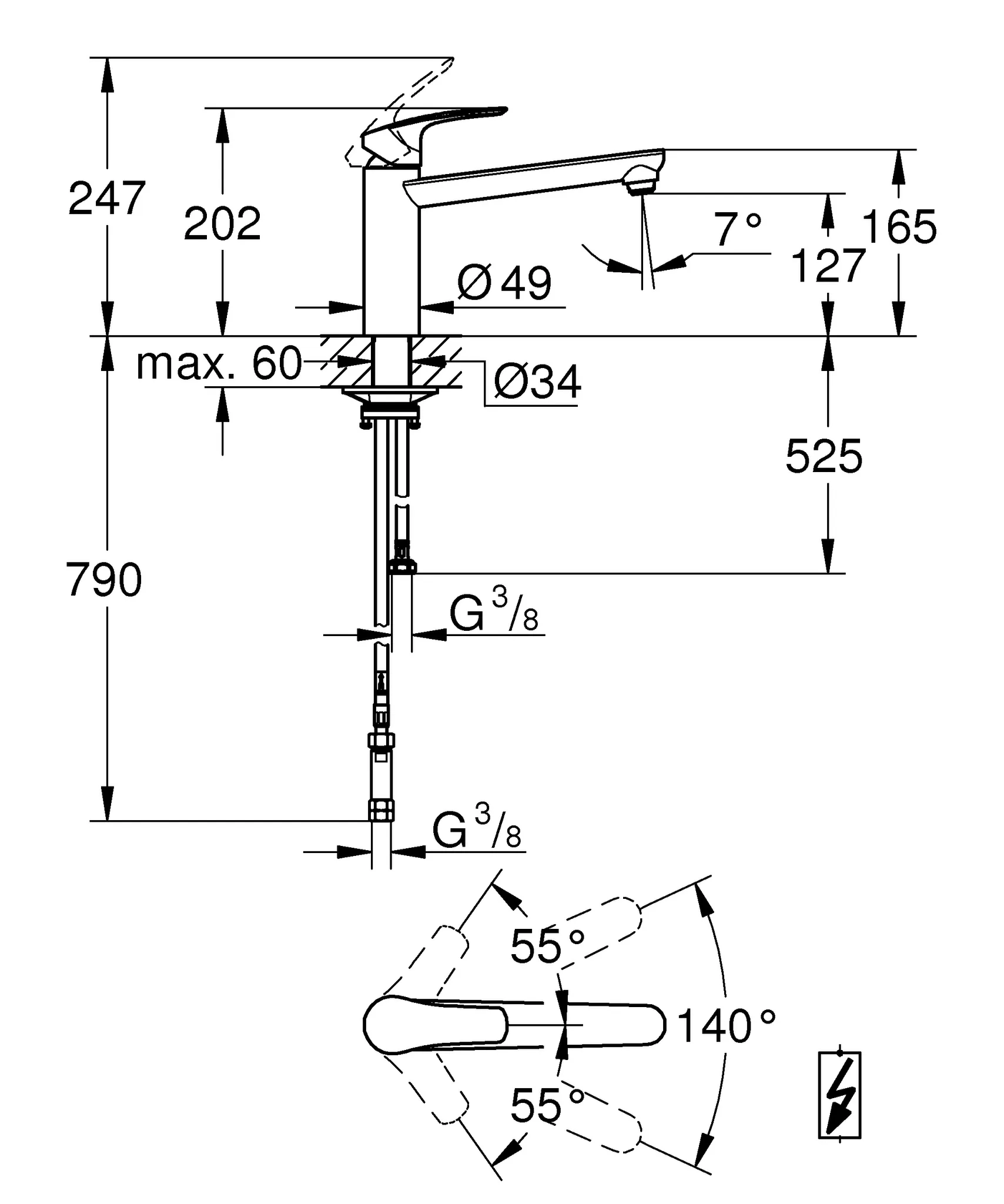 Grohe Küchenarmatur „Eurosmart“ Ausladung 222 mm