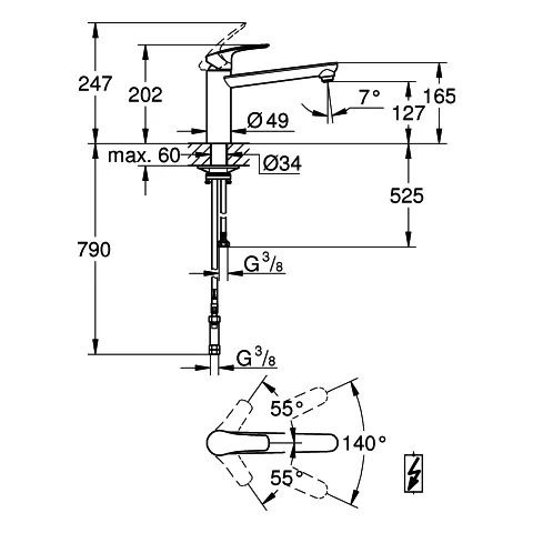 Grohe Küchenarmatur „Eurosmart“ Ausladung 222 mm Grohe Küchenarmatur „Eurosmart“ Ausladung 222 mm