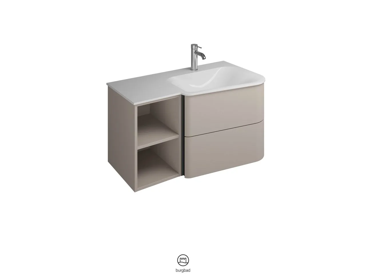 burgbad Badmöbelset „Badu“ Griffleiste, Schwarz, in Veloursgrau Softmatt burgbad Badmöbelset „Badu“ Griffleiste, Schwarz, in Veloursgrau Softmatt