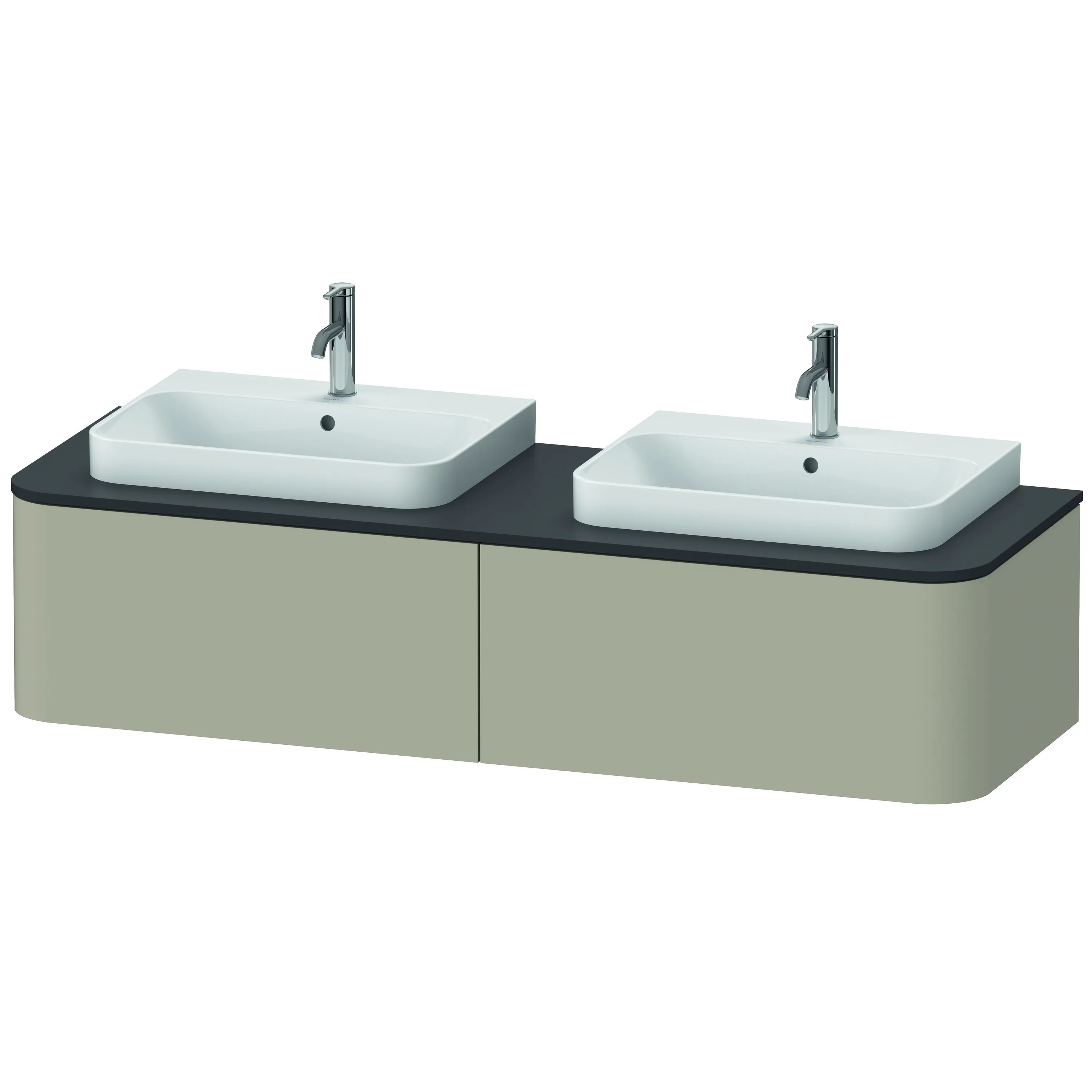 Duravit Waschtischunterschrank wandhängend „Happy D.2 Plus“ 160 × 35,4 × 55 cm Taupe Seidenmatt Becken: links und rechts / Beleuchtung: ohne / Front- & Korpusfarbe: Taupe Seidenmatt / Größe: 160 × 55 × 35,4 cm / Oberfläche: Lack / Schubladen: 2 Duravit Waschtischunterschrank wandhängend „Happy D.2 Plus“ 160 × 35,4 × 55 cm Taupe Seidenmatt Becken: links und rechts / Beleuchtung: ohne / Front- & Korpusfarbe: Taupe Seidenmatt / Größe: 160 × 55 × 35,4 cm / Oberfläche: Lack / Schubladen: 2