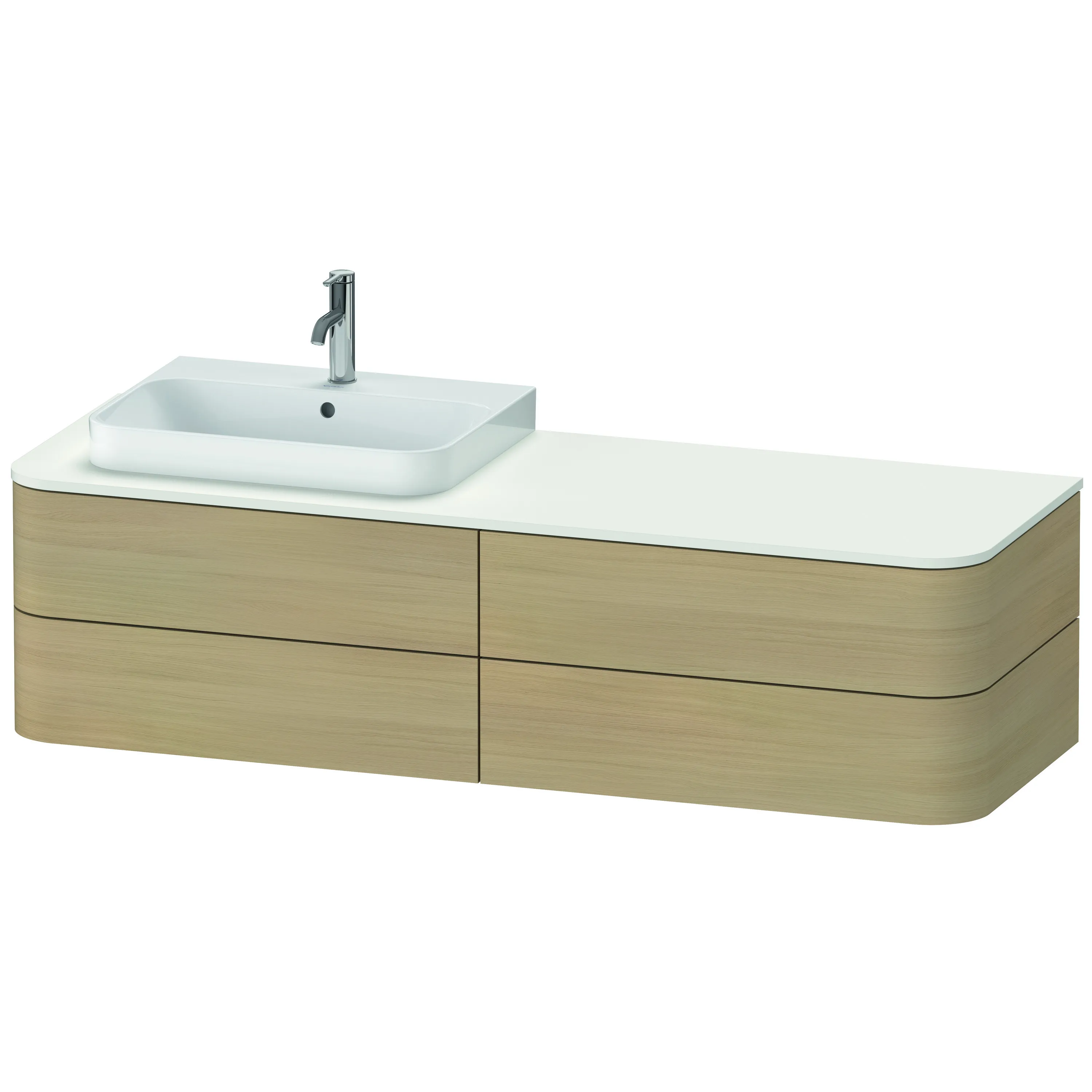 Duravit Waschtischunterschrank wandhängend „Happy D.2 Plus“ 160 × 40,8 × 55 cm Mediterrane Eiche, links Duravit Waschtischunterschrank wandhängend „Happy D.2 Plus“ 160 × 40,8 × 55 cm Mediterrane Eiche, links