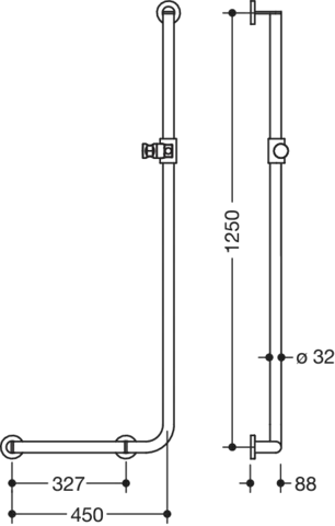 HEWI Haltegriff Ausführung links „System 900“ in Anthrazitgrau HEWI Haltegriff Ausführung links „System 900“ in Anthrazitgrau