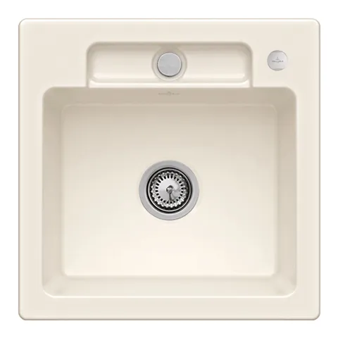 Villeroy & Boch flächenbündiges Küchenspülbecken „Siluet“ 50 S flat 470 × 470 × 220 mm in Crema