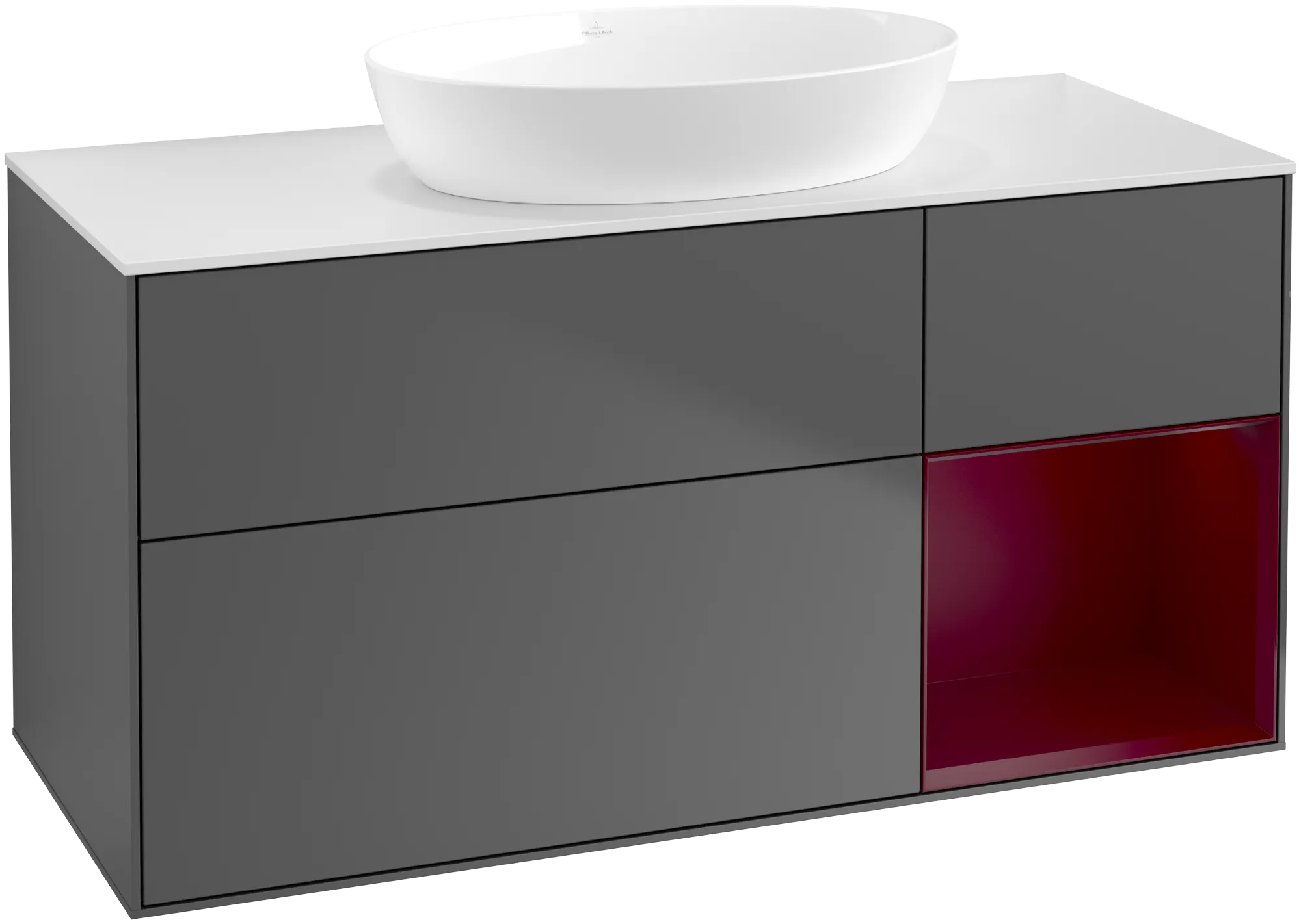 Villeroy & Boch Finion Waschbeckenunterschrank GA7 1200x603x501mm Anthrazit/Eiche/Glas Weiss