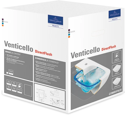 Wand-Tiefspül-WC Combi-Pack DirectFlush „Venticello“ mit SlimSeat 37,5 × 33 × 56 cm in Weiß Alpin, ohne Spülrand, Quick Release, Soft Closing Wand-Tiefspül-WC Combi-Pack DirectFlush „Venticello“ mit SlimSeat 37,5 × 33 × 56 cm in Weiß Alpin, ohne Spülrand, Quick Release, Soft Closing