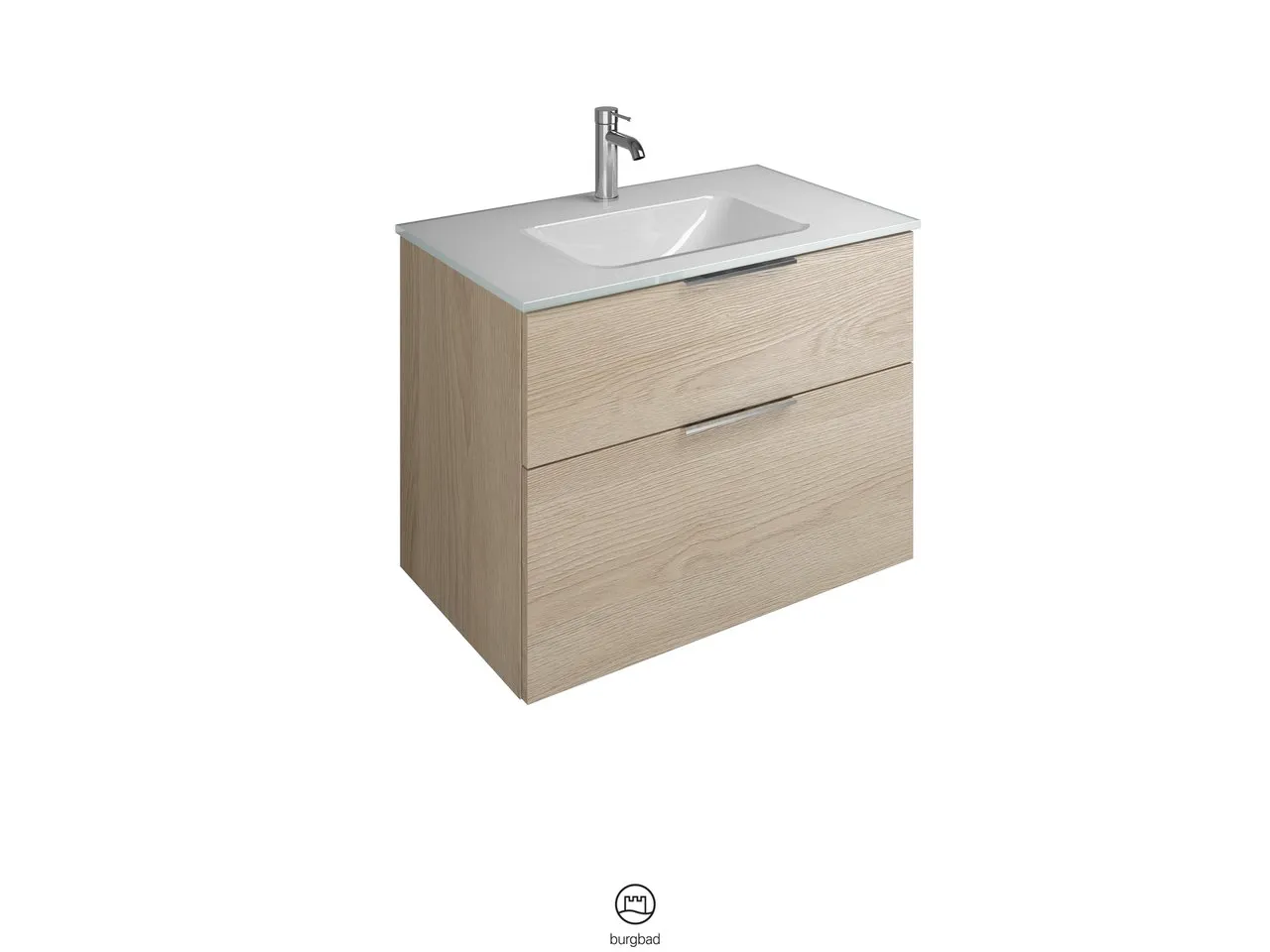 burgbad Badmöbelset Glas-Waschtisch inkl. Waschtischunterschrank „Eqio“ 82 × 61,5 × 49 cm Griff, Chrom (230 mm), in Grau Hochglanz burgbad Badmöbelset Glas-Waschtisch inkl. Waschtischunterschrank „Eqio“ 82 × 61,5 × 49 cm Griff, Chrom (230 mm), in Grau Hochglanz