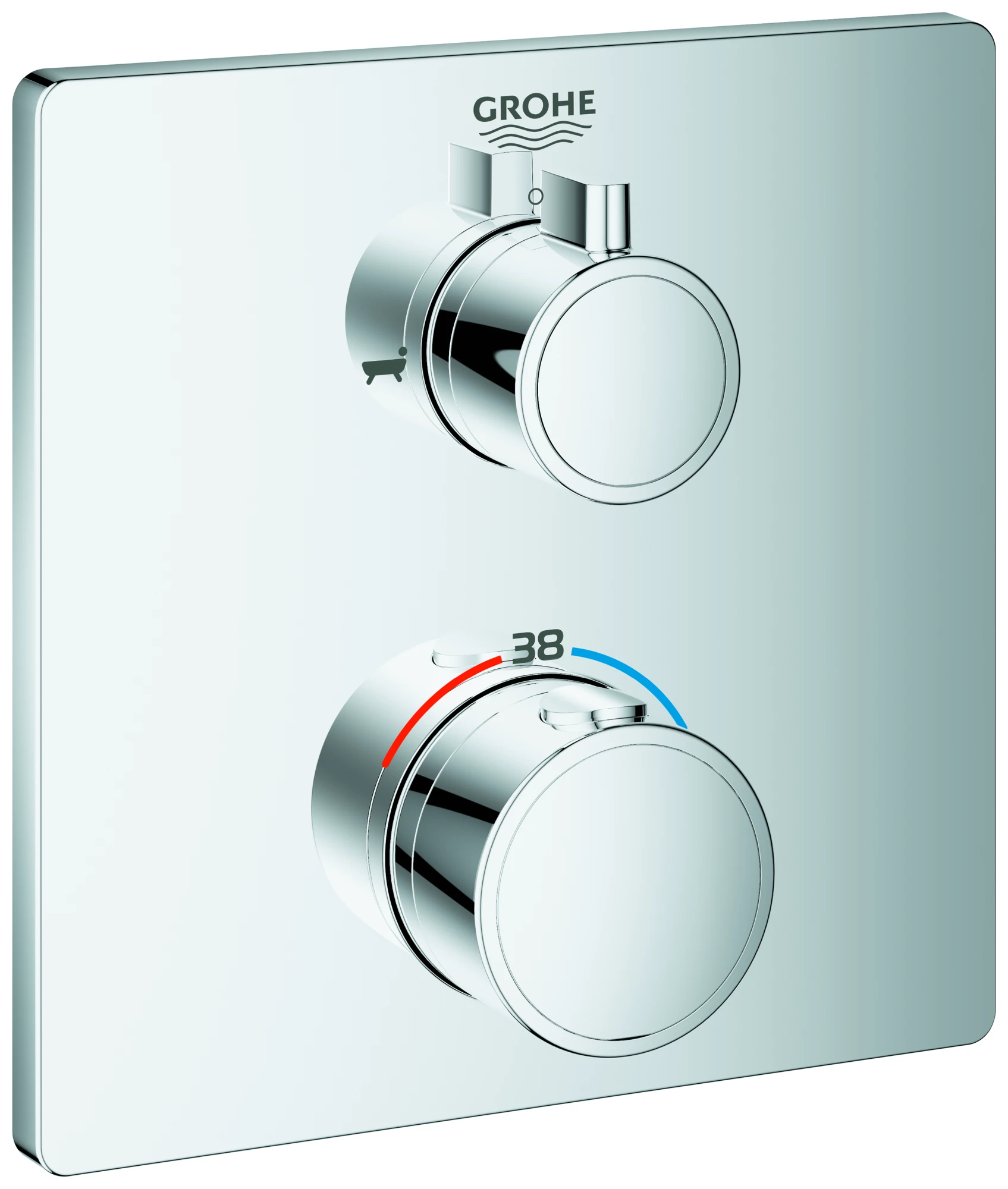 Thermostat-Wannenbatterie Grohtherm 24080, mit integrierter 2-Wege-Umstellung, Fertigmontageset für Rapido SmartBox, chrom