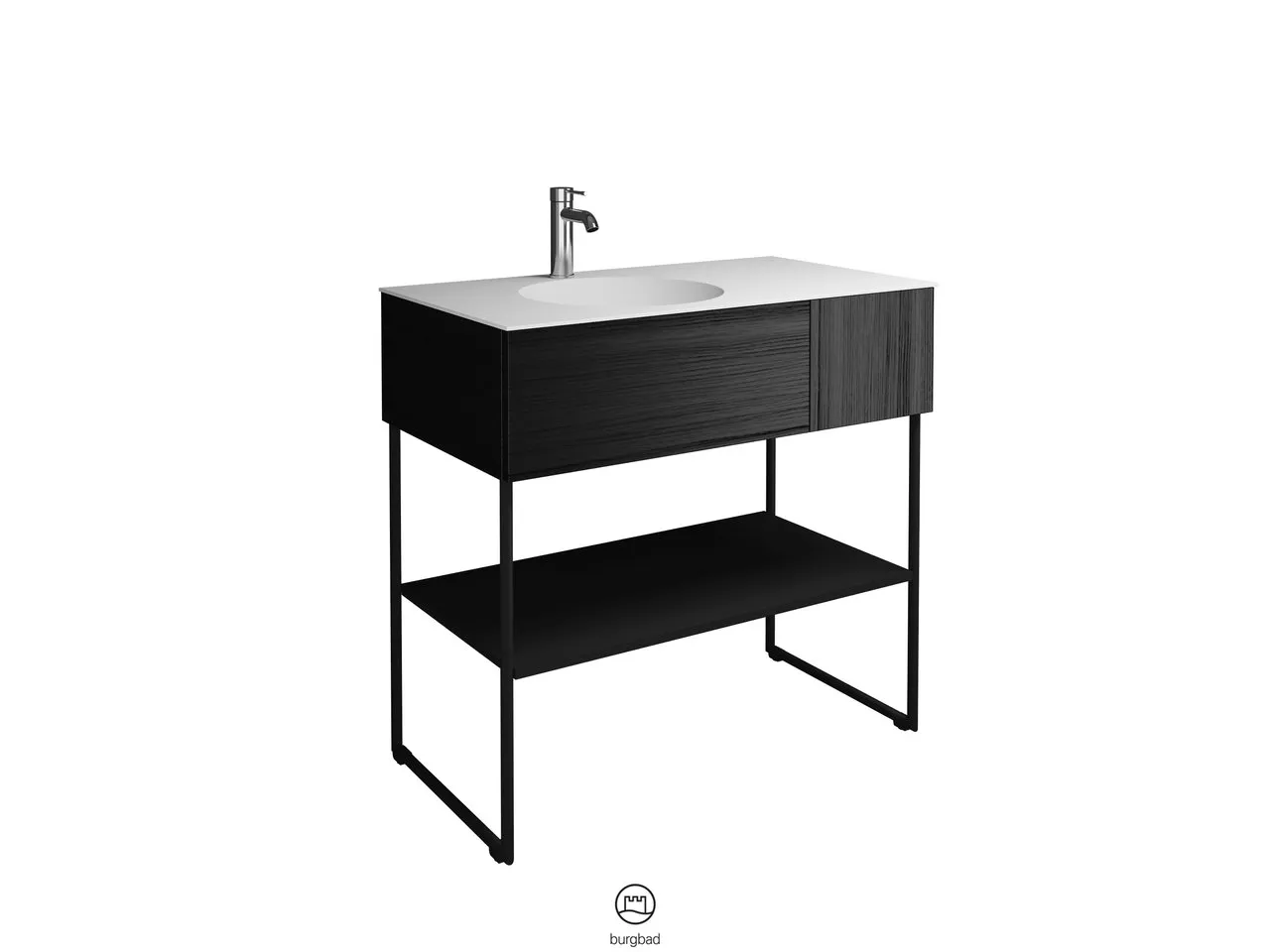 burgbad Coco Waschtisch Set, Mineralguss, Schwarz Seidenglanz burgbad Coco Waschtisch Set, Mineralguss, Schwarz Seidenglanz