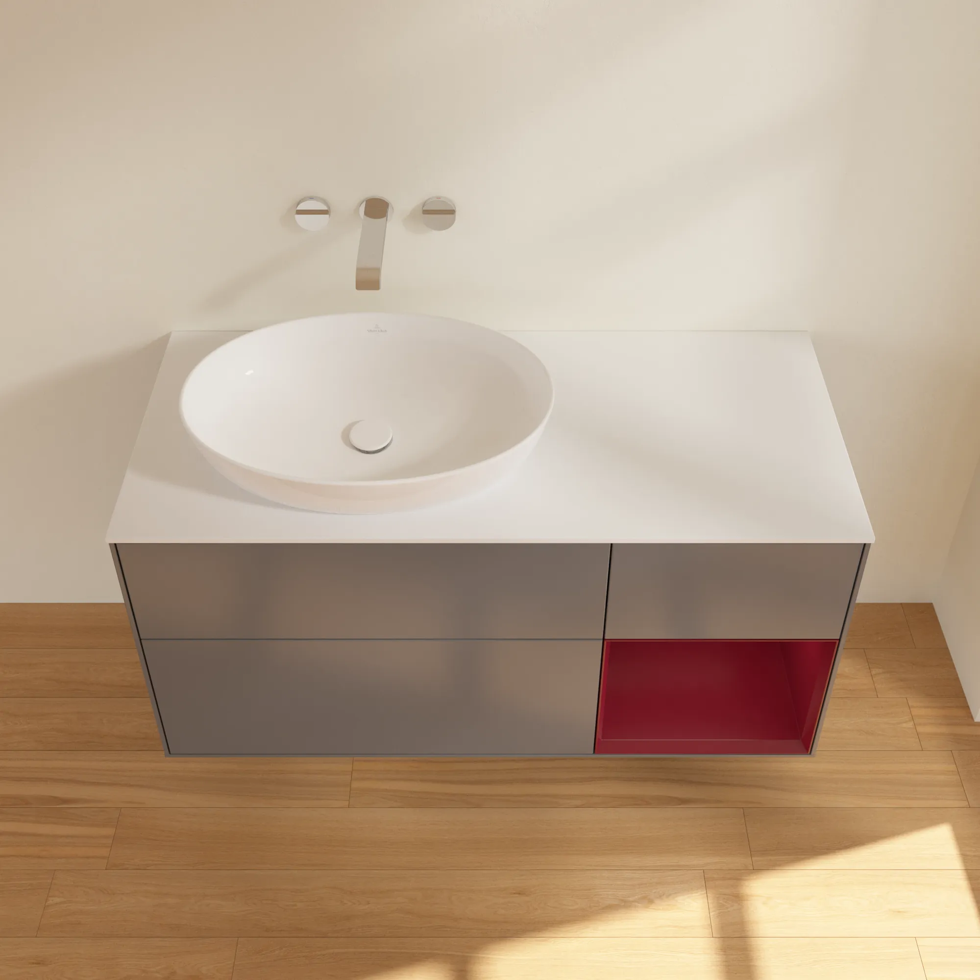 Villeroy & Boch Waschtischunterschrank „Finion“ für Schrankwaschtisch 1200 × 603 × 501 mm Anthracite Matt Lacquer, für Becken links, ohne Hahnlochbohrung