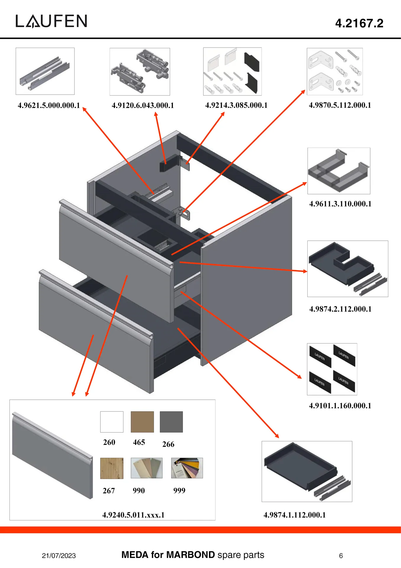 Waschtischunterbau, MEDA, 442x572x504, mit 2 Schubladen, 1 Ordnungssystem, integrierte Griffleiste, Vollauszug und Soft-Close, für Möbelwaschtisch MEDA H814113 (60 cm), weiß matt