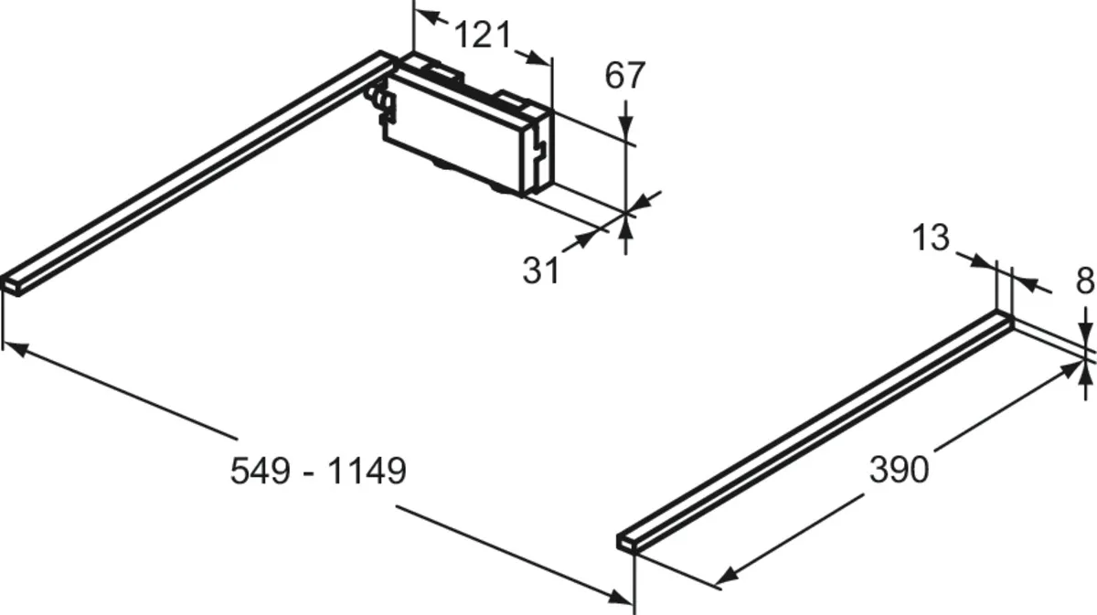 Ideal Standard Schubladenleuchte Finesse für 50cm tiefe Unterschränke, 4000 Kelvin