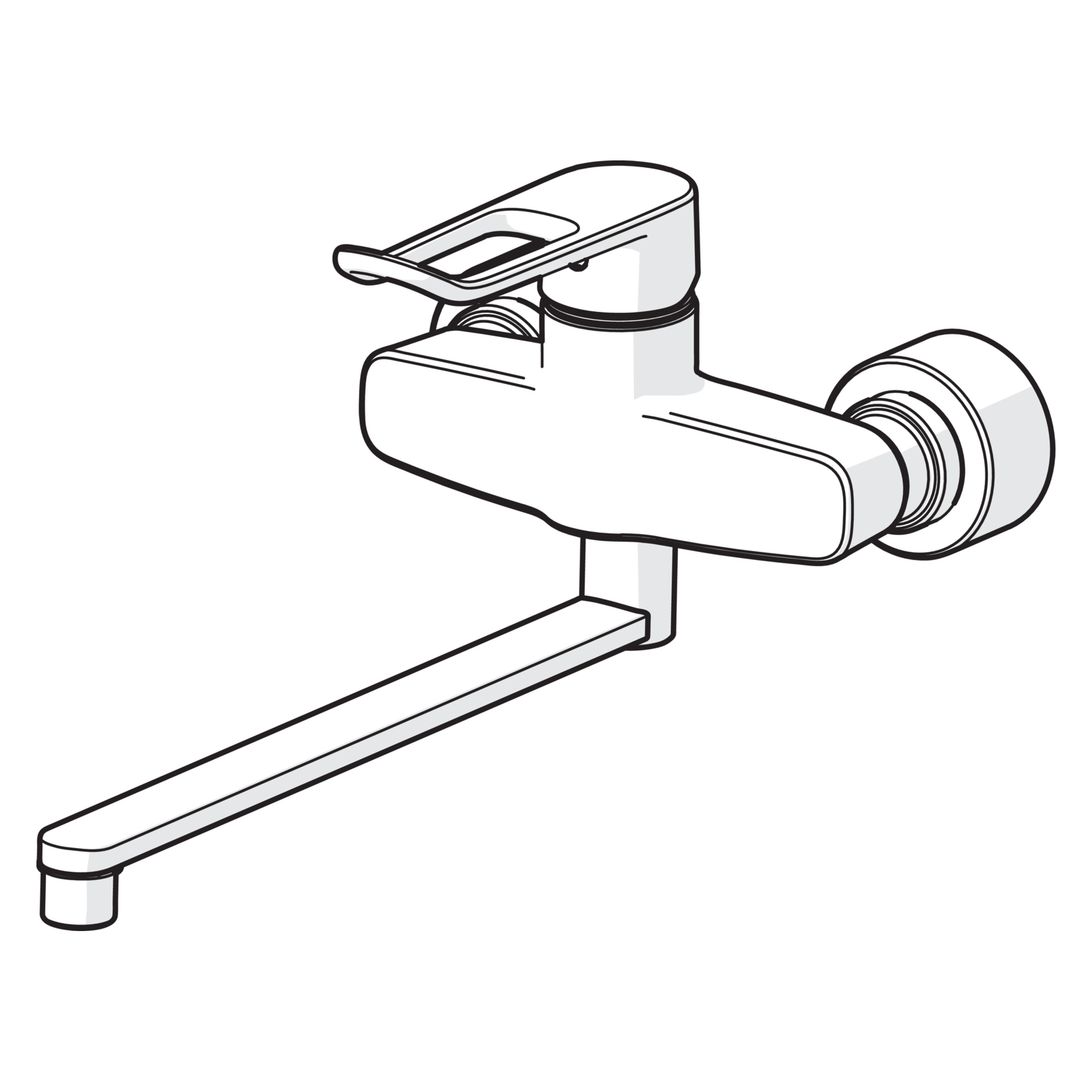 HA Einhebelmischer Waschtischbatterie HANSACLINICA 0154 Bügelhebel Bedienungshebel lang Ausladung 377 mm DN15 Chrom