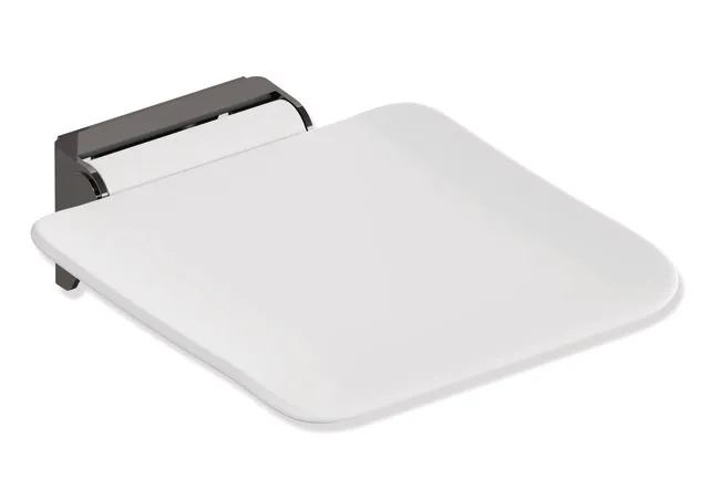 HEWI Mobiler Klappsitz System 900, Wandkonsole Edelstahl, PVD, Sitzfläche Kunststoff, weiß HEWI Mobiler Klappsitz System 900, Wandkonsole Edelstahl, PVD, Sitzfläche Kunststoff, weiß