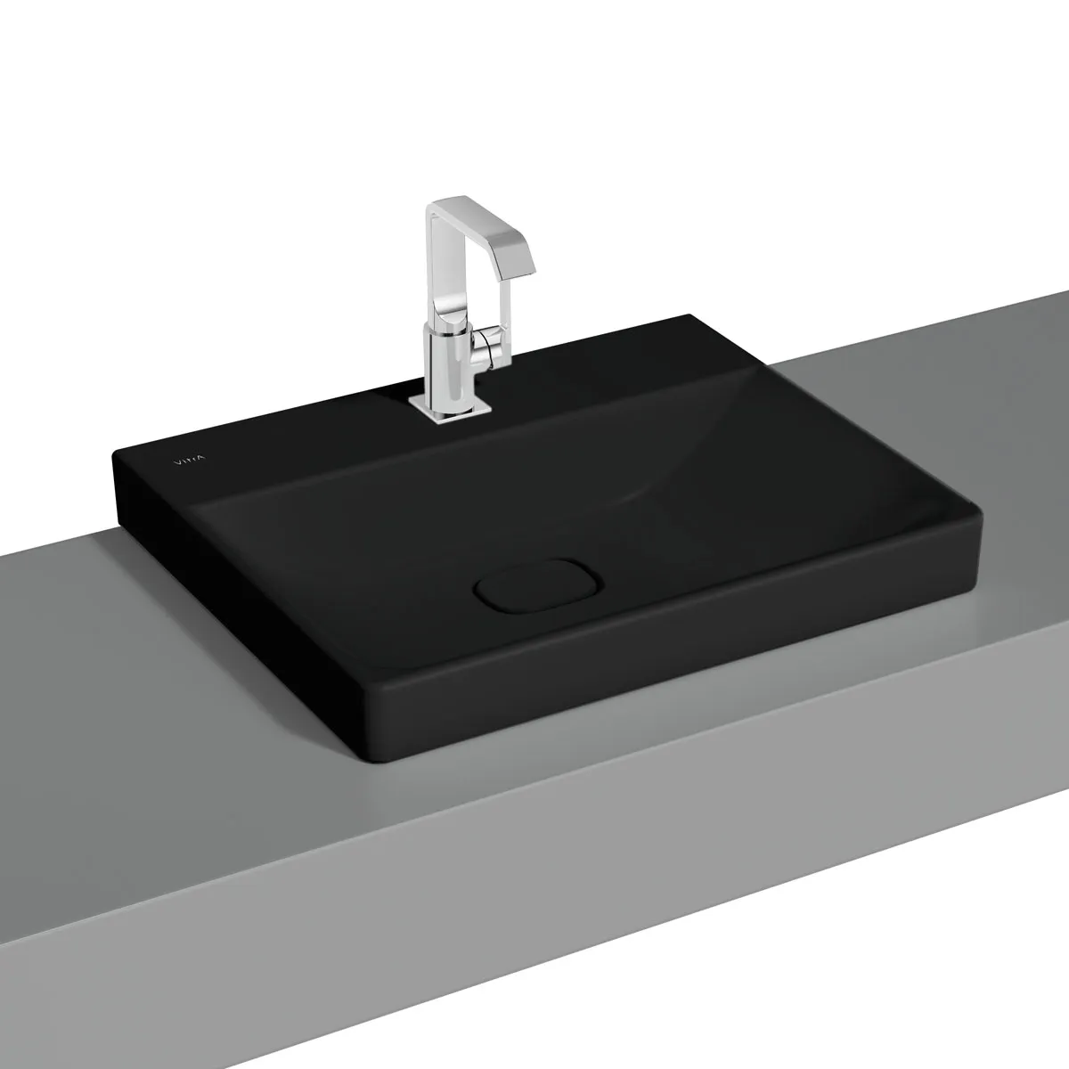 VitrA New Metropole Aufsatzwaschtisch wandgebunden rechteckig 60 x 47 cm mit Hahnloch ohne Überlaufschlitz Schwarz Matt