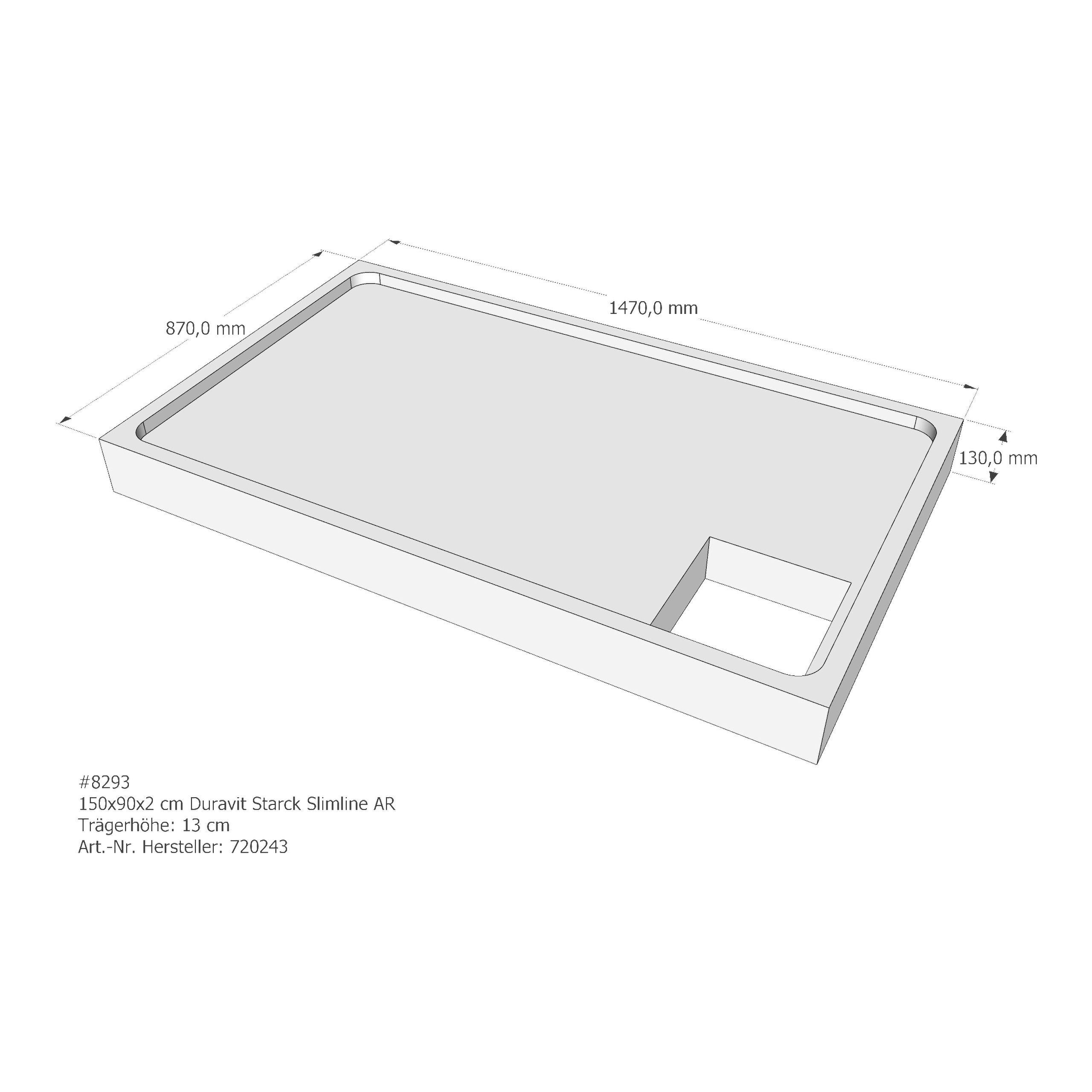 Duschwannenträger für Duravit Starck Slimline 150 × 90 × 2 cm Breite: 90 cm / Länge: 150 cm Duschwannenträger für Duravit Starck Slimline 150 × 90 × 2 cm Breite: 90 cm / Länge: 150 cm