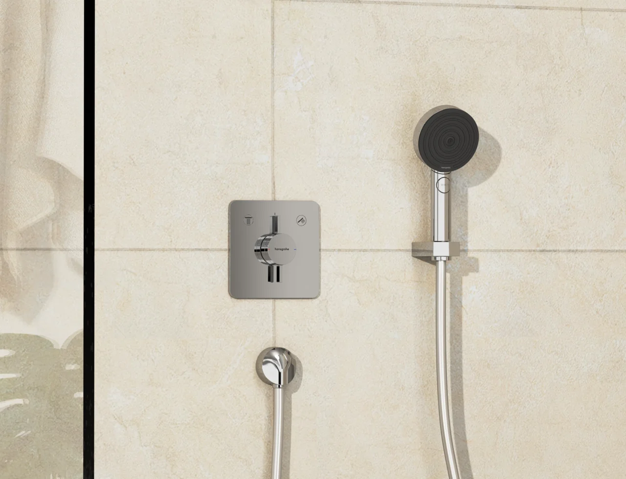 Hansgrohe DuoTurn Q Mischer Unterputz, Chrom, 2 Verbraucher, maximale Durchflussmenge 29,5 l/min bei 3 bar, flache Rosette für mehr Platz in der Dusche