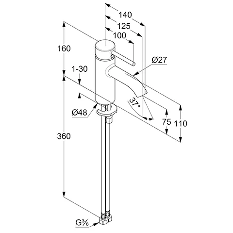 Kludi BOZZ Waschtisch-EHM 75mm EcoPlus, chrom