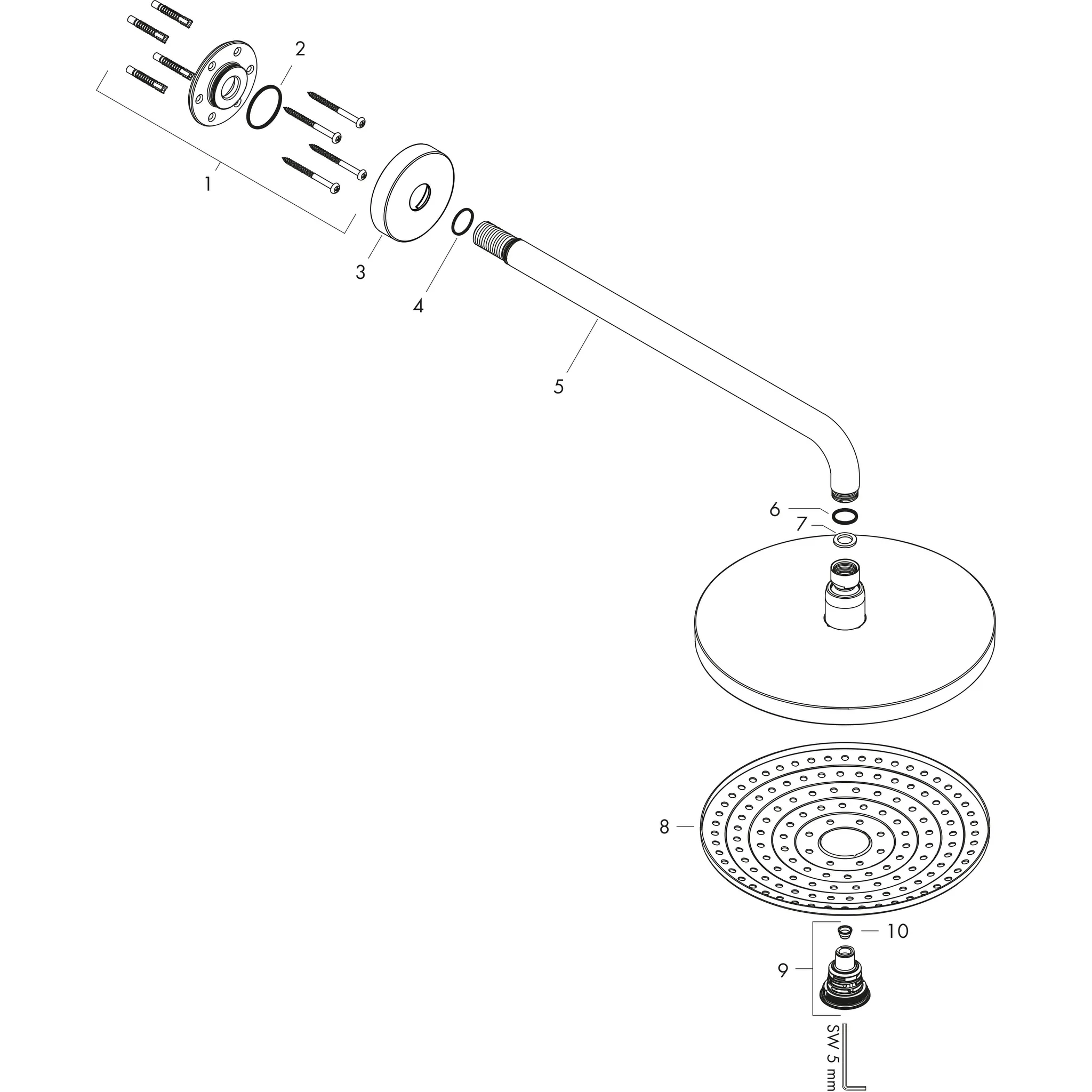 Kopfbrause Raindance Select S 240 2jet 240mm mit Brausearm 390mm chrom