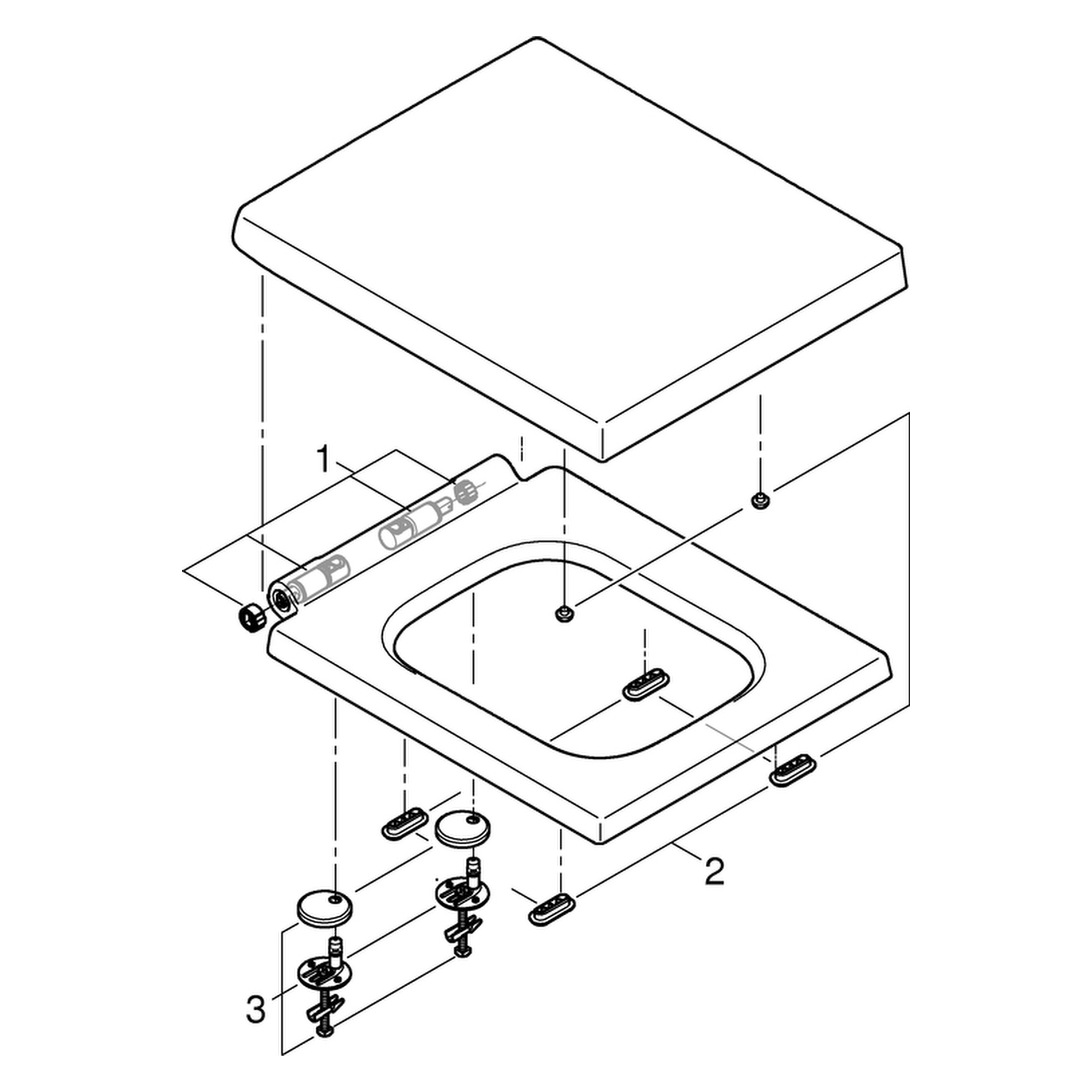 WC-Sitz Cube Keramik 39488, mit Deckel, Soft Close, werkzeuglos abnehmbar, Duroplast, alpinweiß