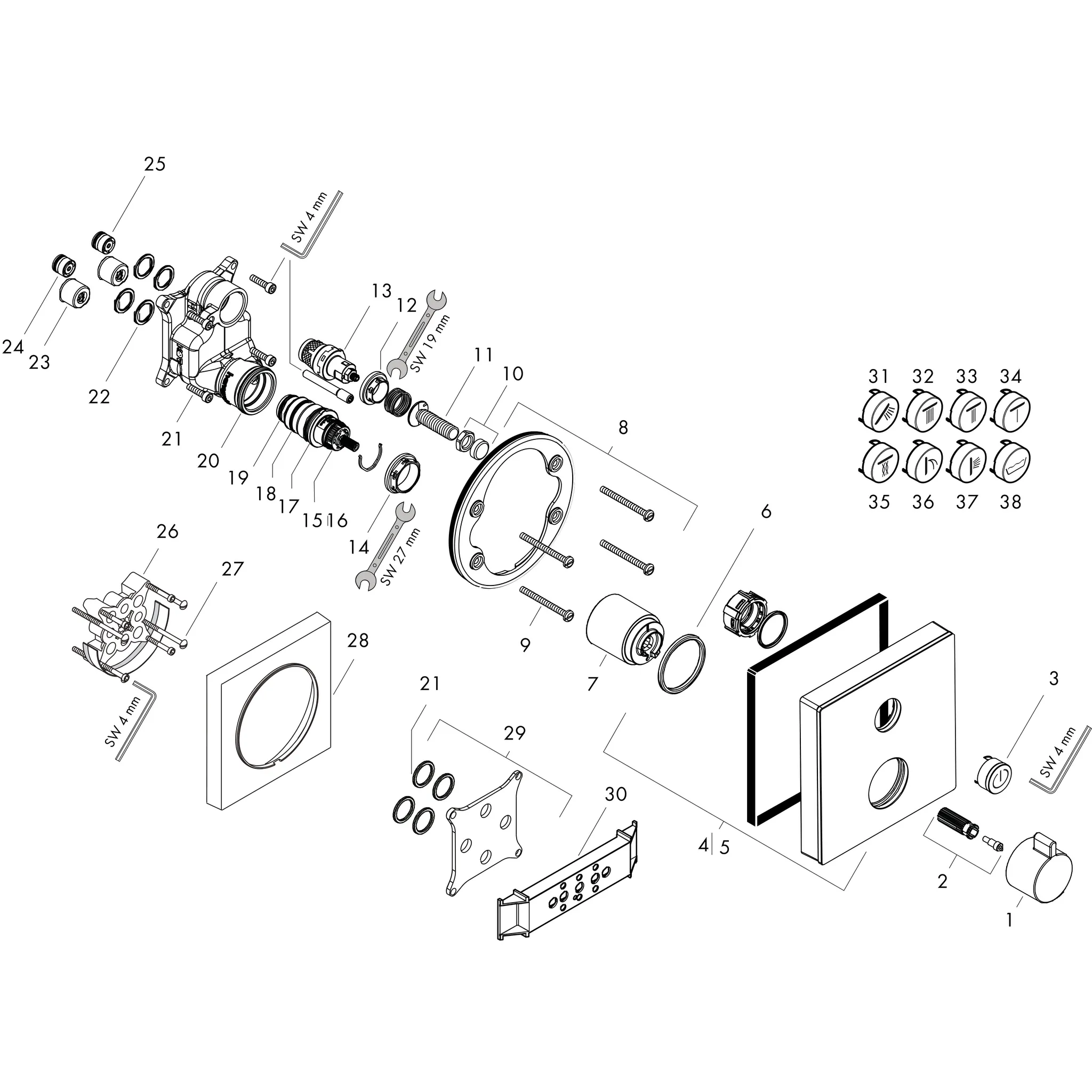 Thermostat Unterputz ShowerSelect Glas 1 Verbraucher weiss/chrom Thermostat Unterputz ShowerSelect Glas 1 Verbraucher weiss/chrom