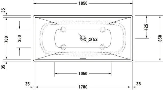 Duravit Badewanne „DuraSquare“ freistehend rechteck 185 × 85 cm