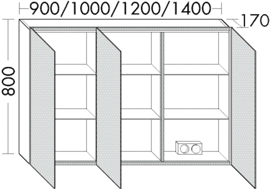 Spiegelschrank RL30 von burgbad - 170 mm tief, 1000 mm breit, 800 mm hoch, beidseitig verspiegelt mit indirekter LED-Beleuchtung 4000 K