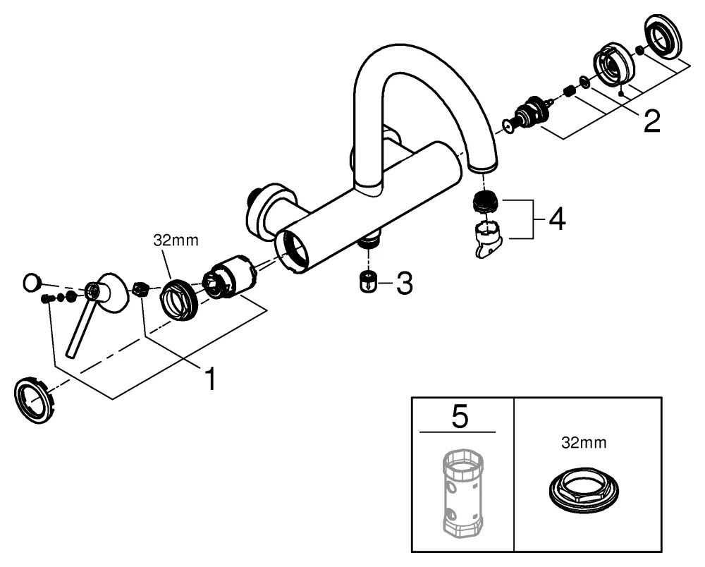 Einhand-Wannenbatterie Atrio 24367, Wandmontage, eigensicher, chrom