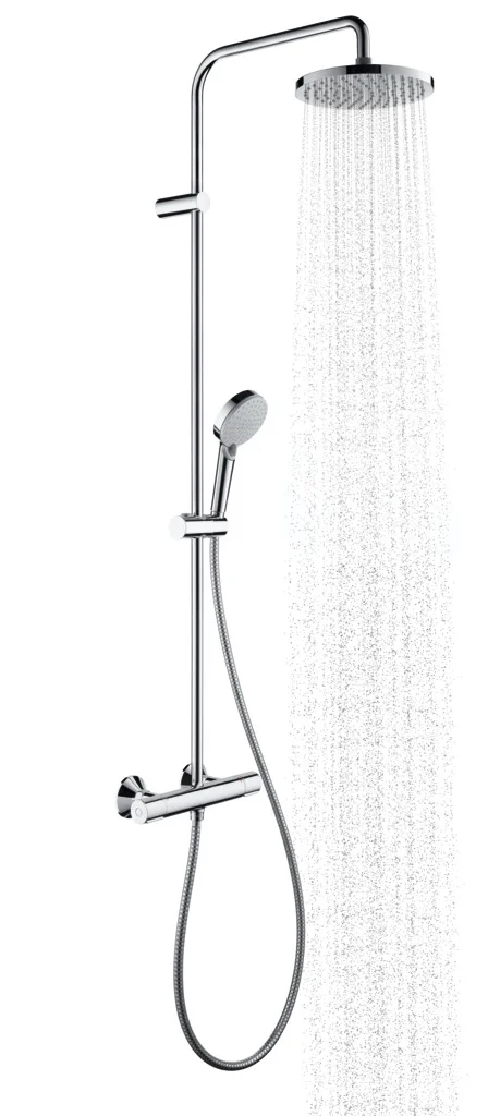 Hansgrohe Vernis Blend Showerpipe 200 1jet mit Thermostat, Chrom, 426 mm Brausearmlänge, DN15 Anschluss