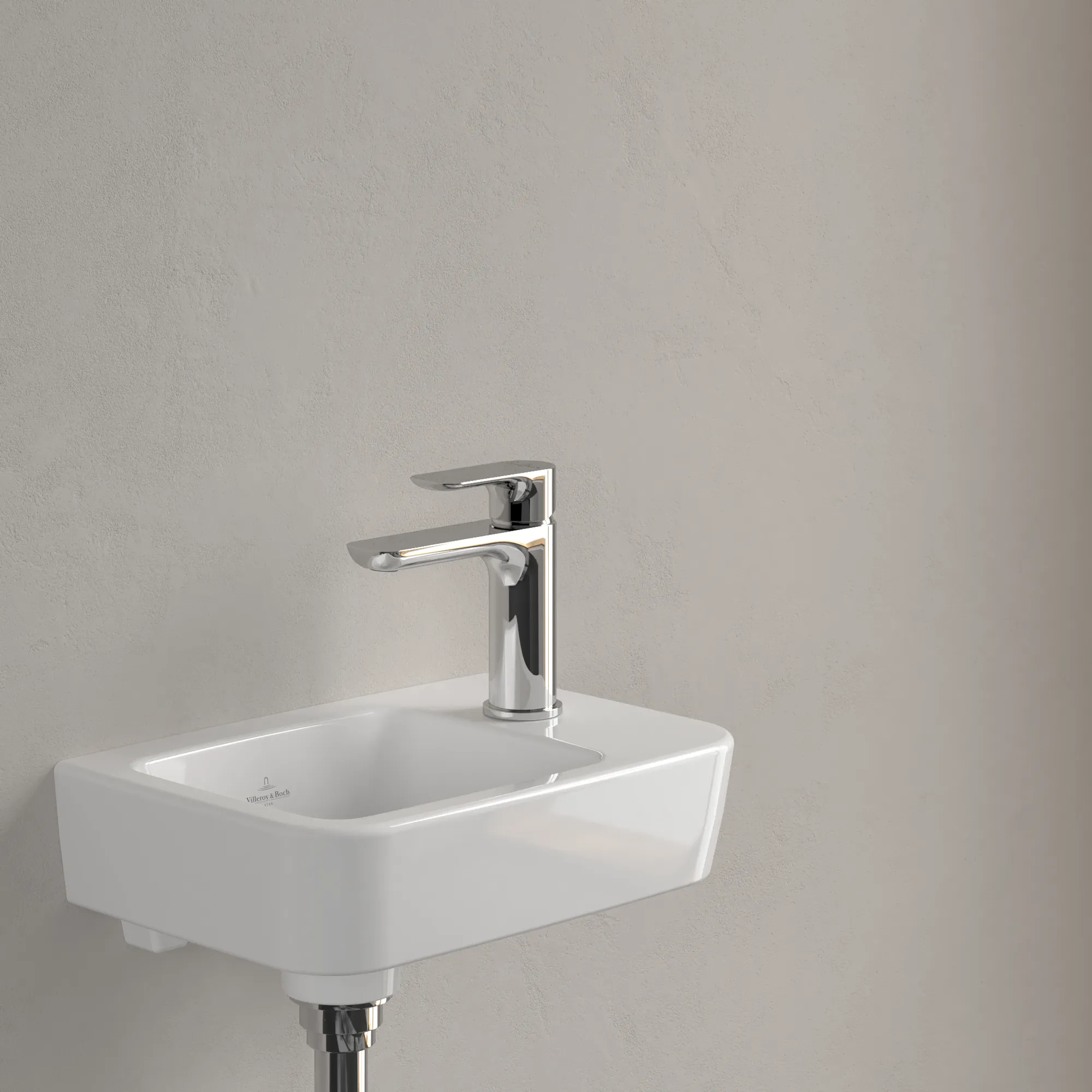 Villeroy & Boch Handwaschbecken „O.novo“ Compact 360 × 250 × 145 mm, Hahnlochposition rechts, für Becken links, mit Hahnlochbohrung in Weiß Alpin Villeroy & Boch Handwaschbecken „O.novo“ Compact 360 × 250 × 145 mm, Hahnlochposition rechts, für Becken links, mit Hahnlochbohrung in Weiß Alpin