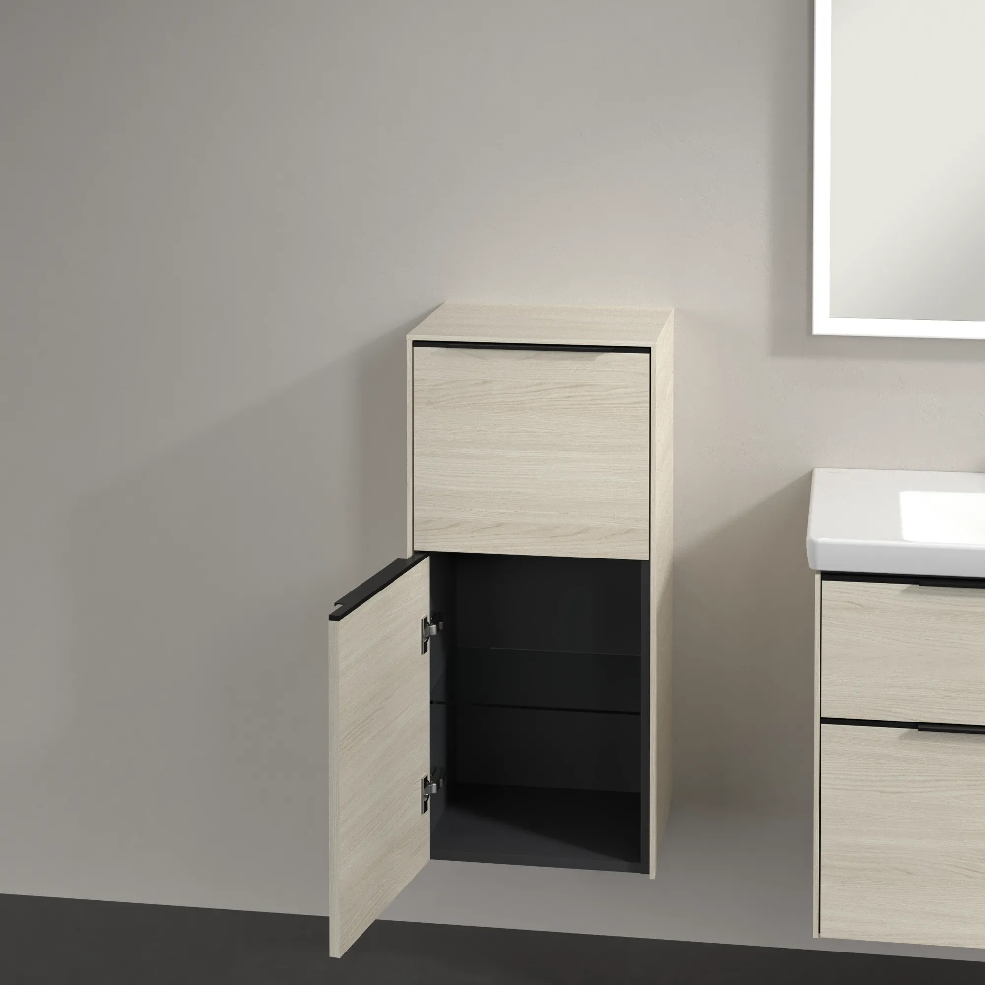 Villeroy & Boch Seitenschrank „Subway 3.0“ 40 × 86 × 36,2 × 36,2 cm 1 Auszug, 1 Tür, Anschlag (Scharnier) links, 1 Tür, Anschlag links