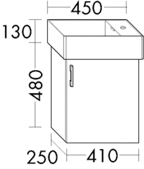 Waschtischunterschrank Sys30 von burgbad – 1 Tür, 480 mm hoch, 410 mm breit, 250 mm tief
