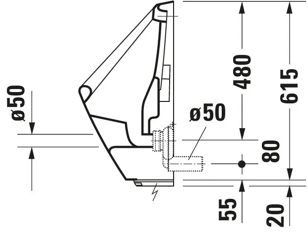 Urinal Utronic, Zulauf von hinten für Batterieanschluss, ohne Fliege, weiß Urinal Utronic, Zulauf von hinten für Batterieanschluss, ohne Fliege, weiß