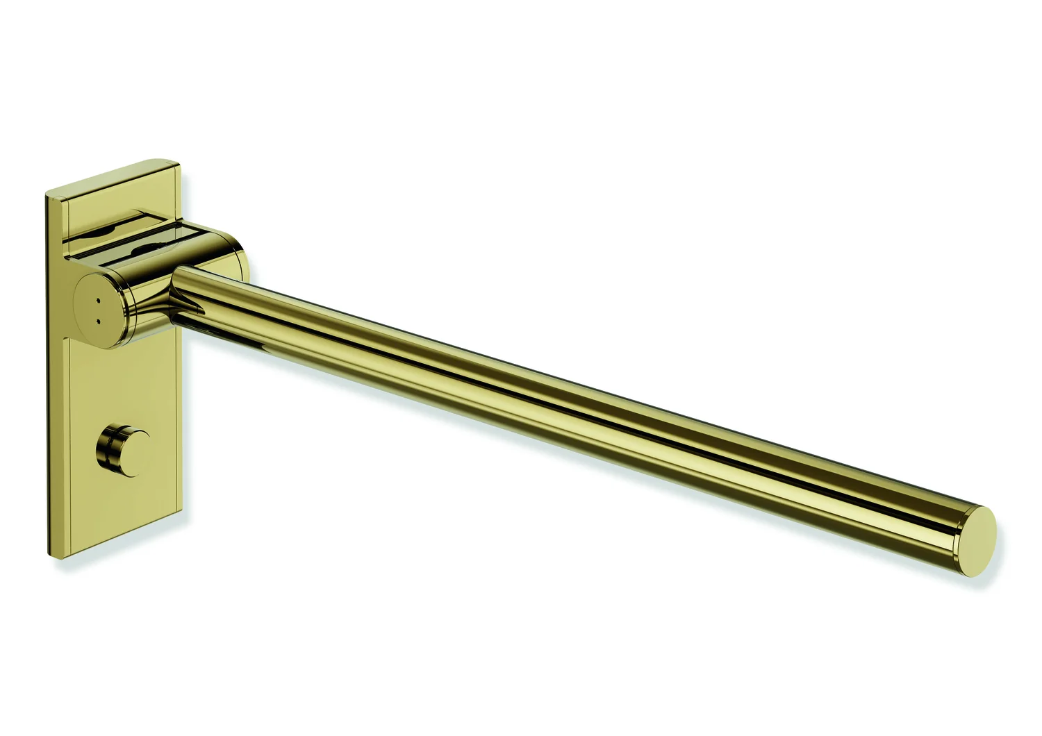 HEWI Stützklappgriff Mono System 900, Design A, Edelstahl PVD gold glänzend, Ausladung 600 mm, Höhe 210 mm, Breite 101 mm