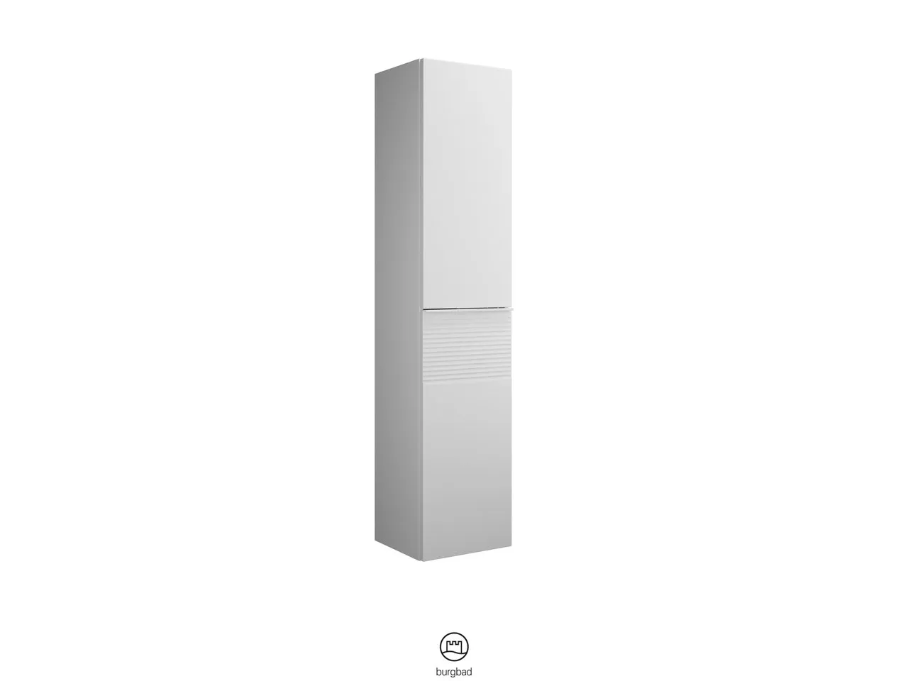 Hochschrank, 1 Tür oben inkl. Tip-On-Technik;1 Tür unten mit Plisséestruktur;4 Glaseinlegeböden;1 fester Boden, Tiefe: 320 mm, Breite: 350 mm, Höhe: 1600 mm