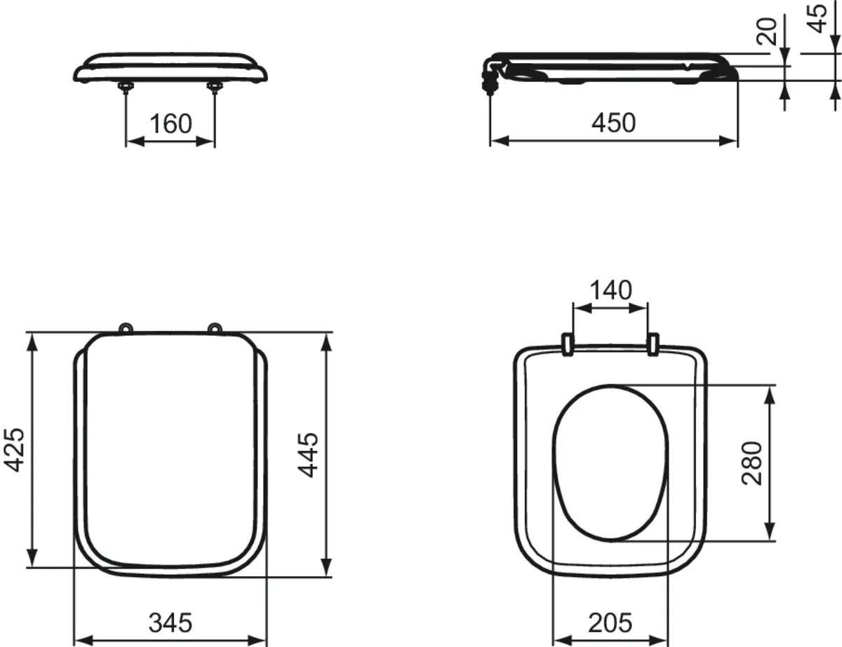 Ideal Standard WC-Sitz Tonca Weiß, Sandwich-Konstruktion, Duroplast, Maße: 345 x 445 mm Ideal Standard WC-Sitz Tonca Weiß, Sandwich-Konstruktion, Duroplast, Maße: 345 x 445 mm