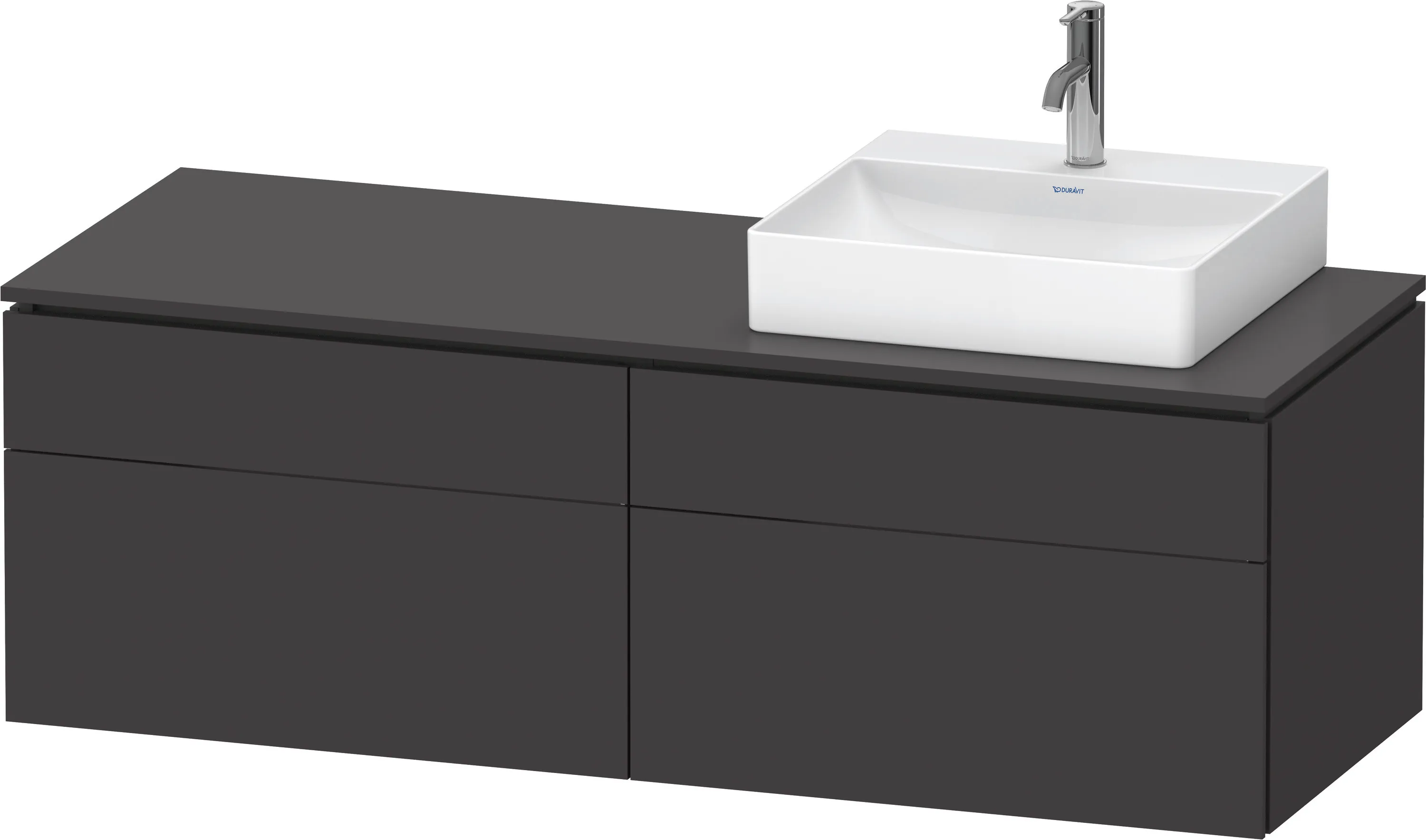Duravit Waschtischunterschrank wandhängend „L-Cube“ 142 × 48,2 × 55 cm Graphit Supermatt, rechts